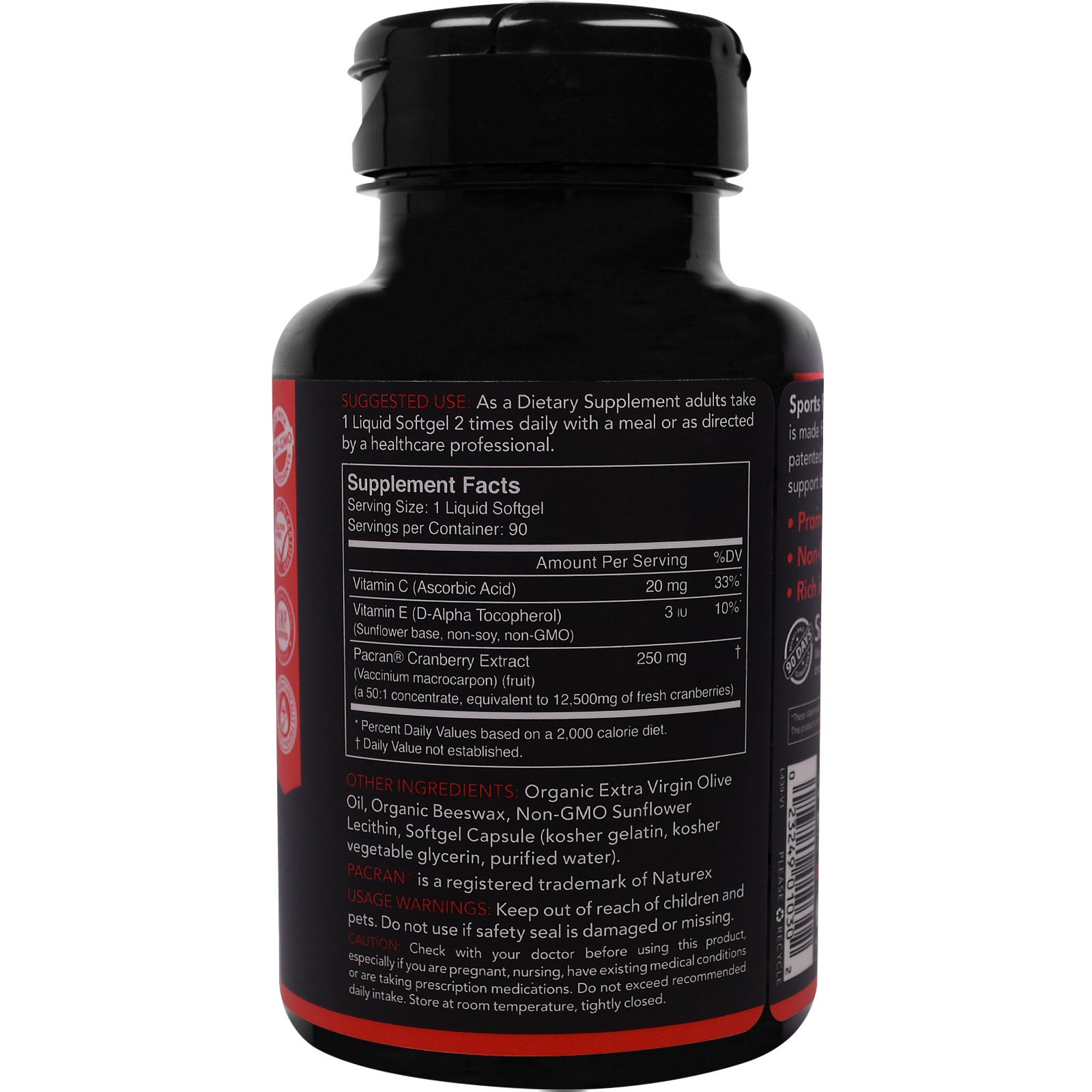 Comprar Sports Research, Concentrado de Cranberry, 250 mg, 90 Cápsulas Softgel - Imagem 2