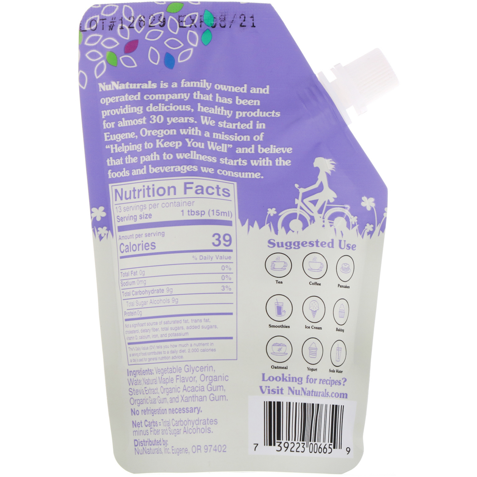 Comprar NuNaturals, NuStevia, Pourable Maple Flavor Syrup, 6.6 fl oz (.2 l) - Imagem 2