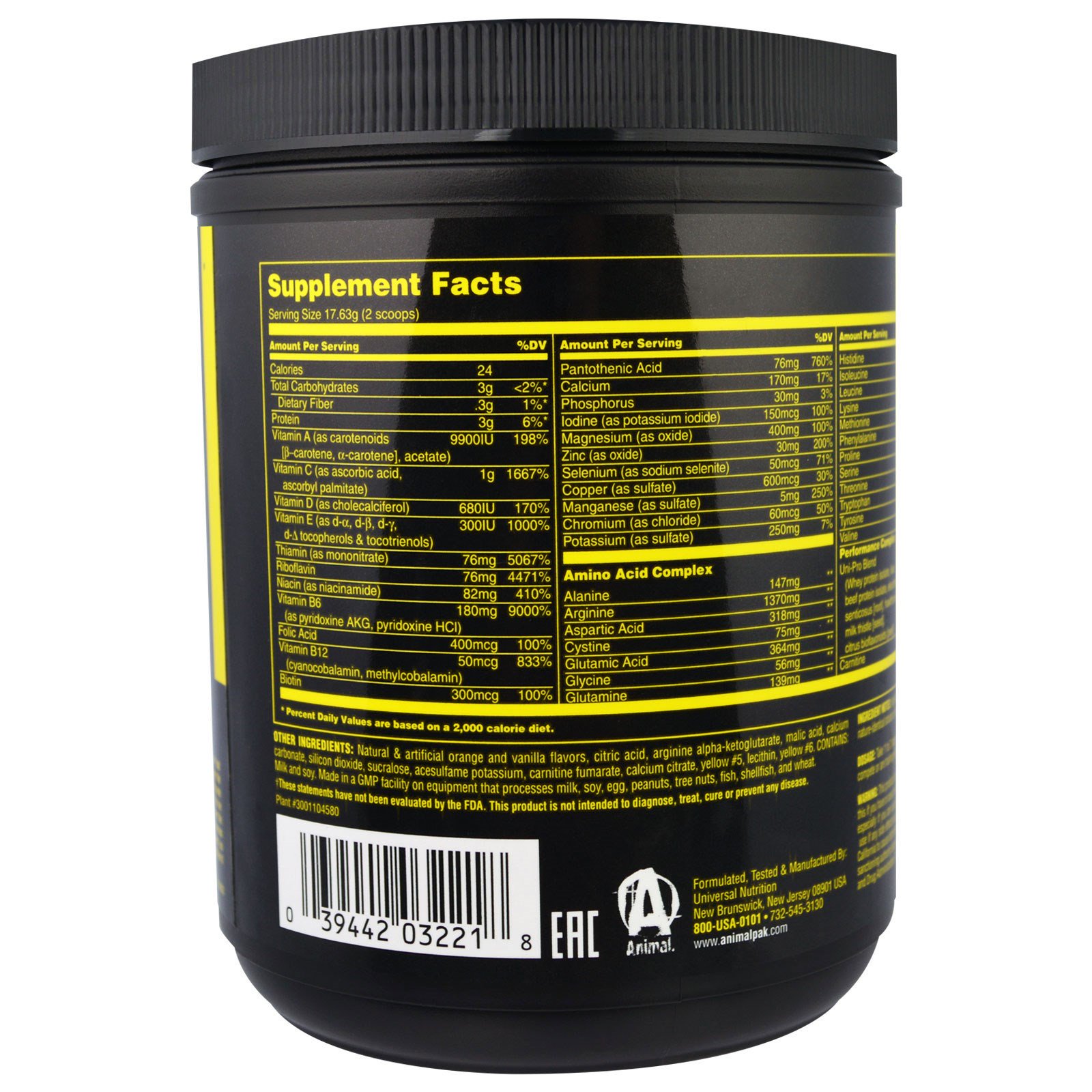 Comprar Universal Nutrition, Animal Pak, Training Powder, Orange Flavor, 388 g - Imagem 2