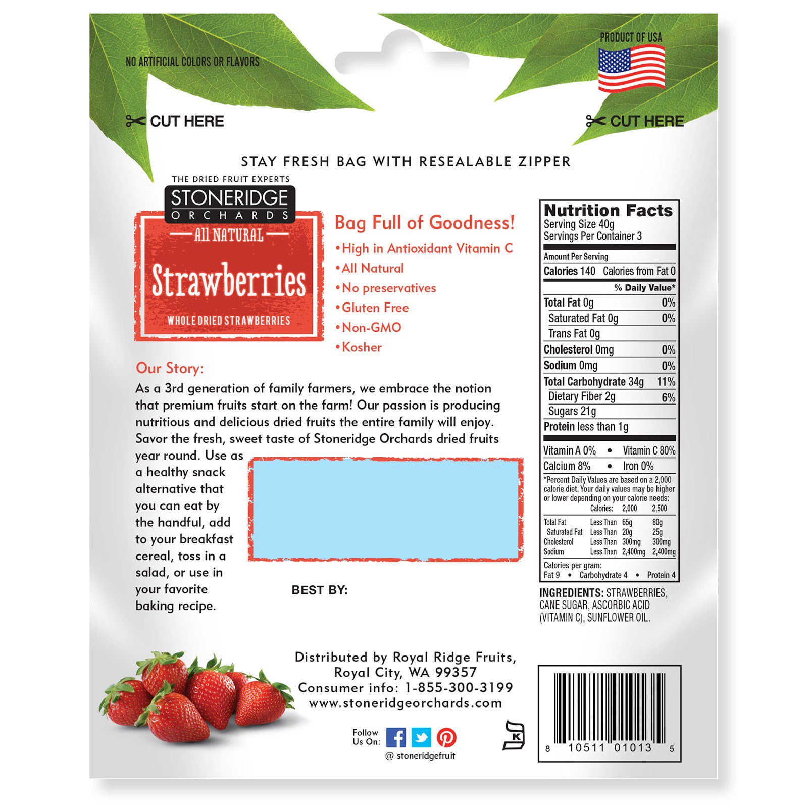 Comprar Stoneridge Orchards, Morangos, Morangos Inteiros Desidratados, 4 oz (113 g) - Imagem 2
