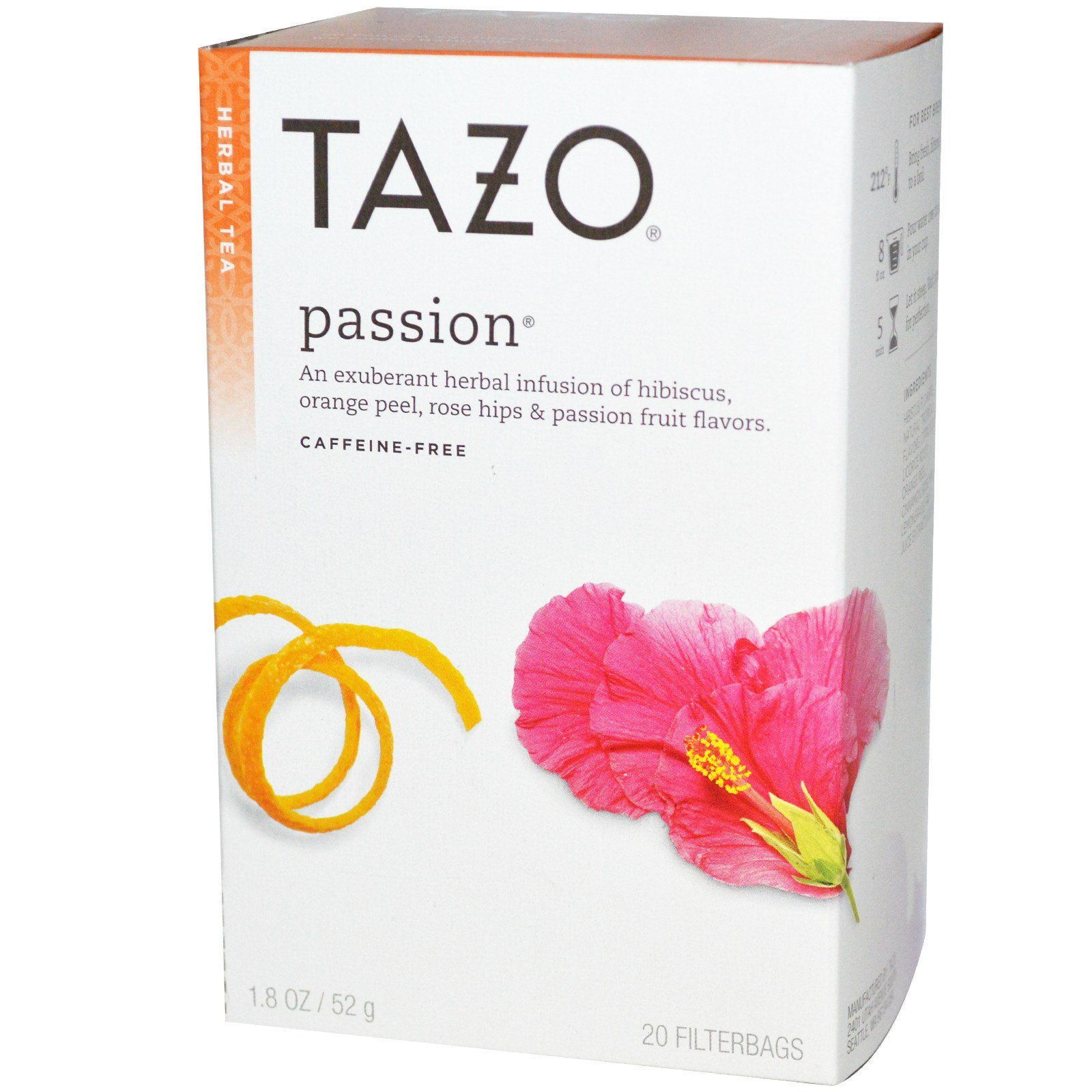 Comprar Tazo Teas, Passion, Chá de Ervas, Não contém cafeína, 20 Sachês com filtro, 1.8 oz (52 g)