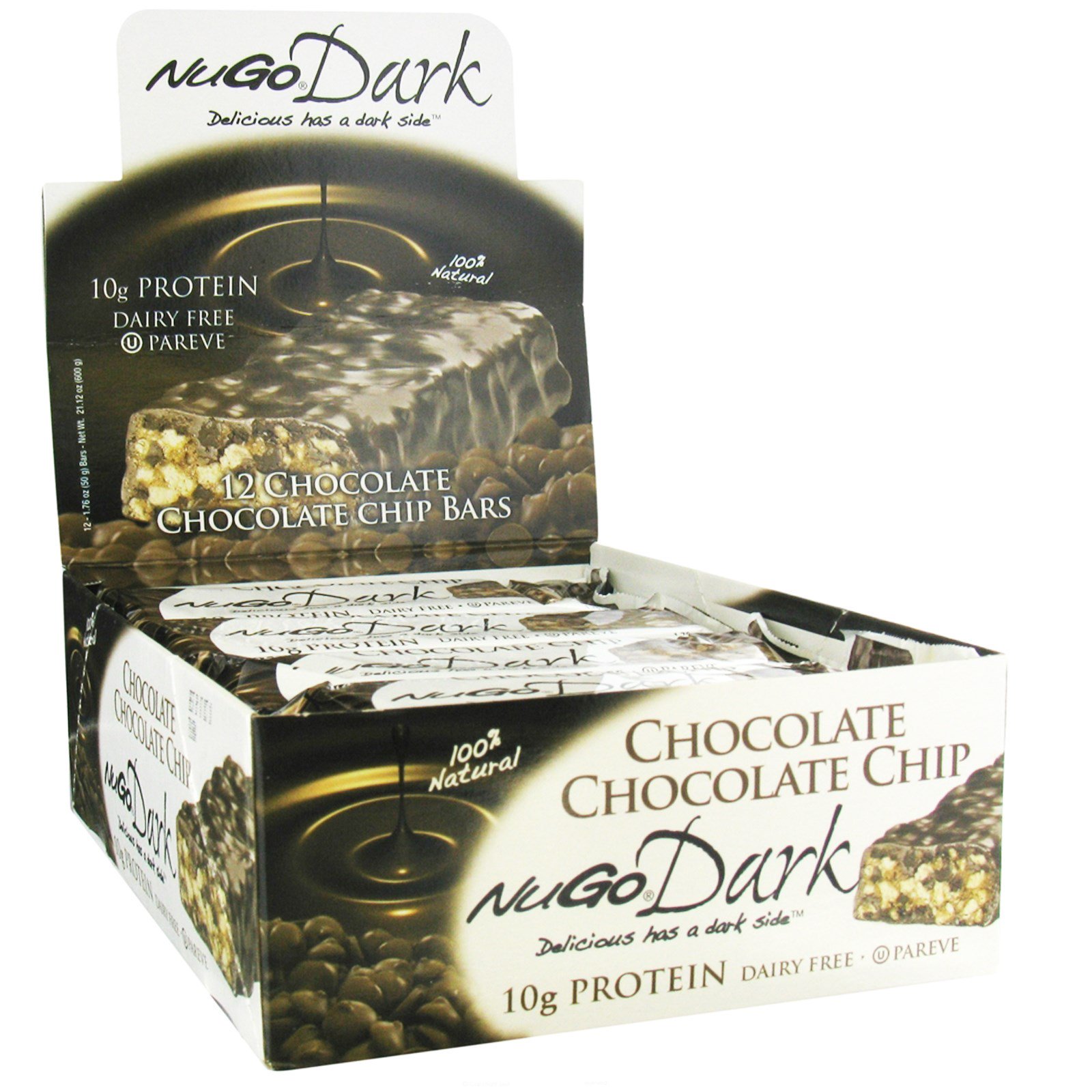 Comprar NuGo Nutrition, NuGo Dark, Protein Bars, Pedaços de Chocolate com Chocolate, 12 Barrinhas, 50 g (1,76 oz) Cada