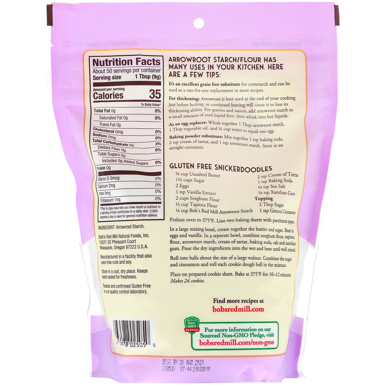 Comprar Bob's Red Mill, Amido/Farinha de Araruta, Sem Glúten, 16 oz (454 g) - Imagem 2