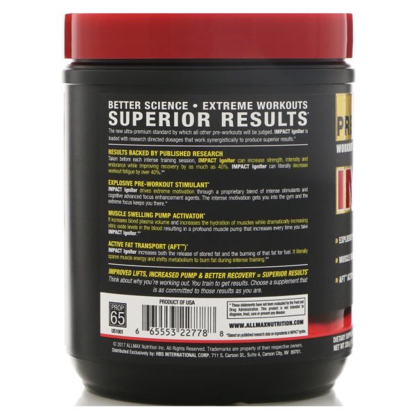 Comprar ALLMAX Nutrition, Impact Igniter Pre-Workout, Fruit Punch, 11.6 oz (328 g) - Imagem 4