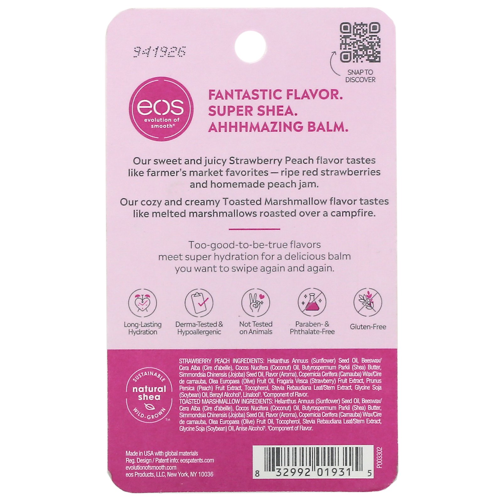 Comprar EOS, Super Soft Shea Lip Balm, Strawberry Peach & Toasted Marshmallow, 2 Pack, 0.14 oz (4 g) Each - Imagem 3