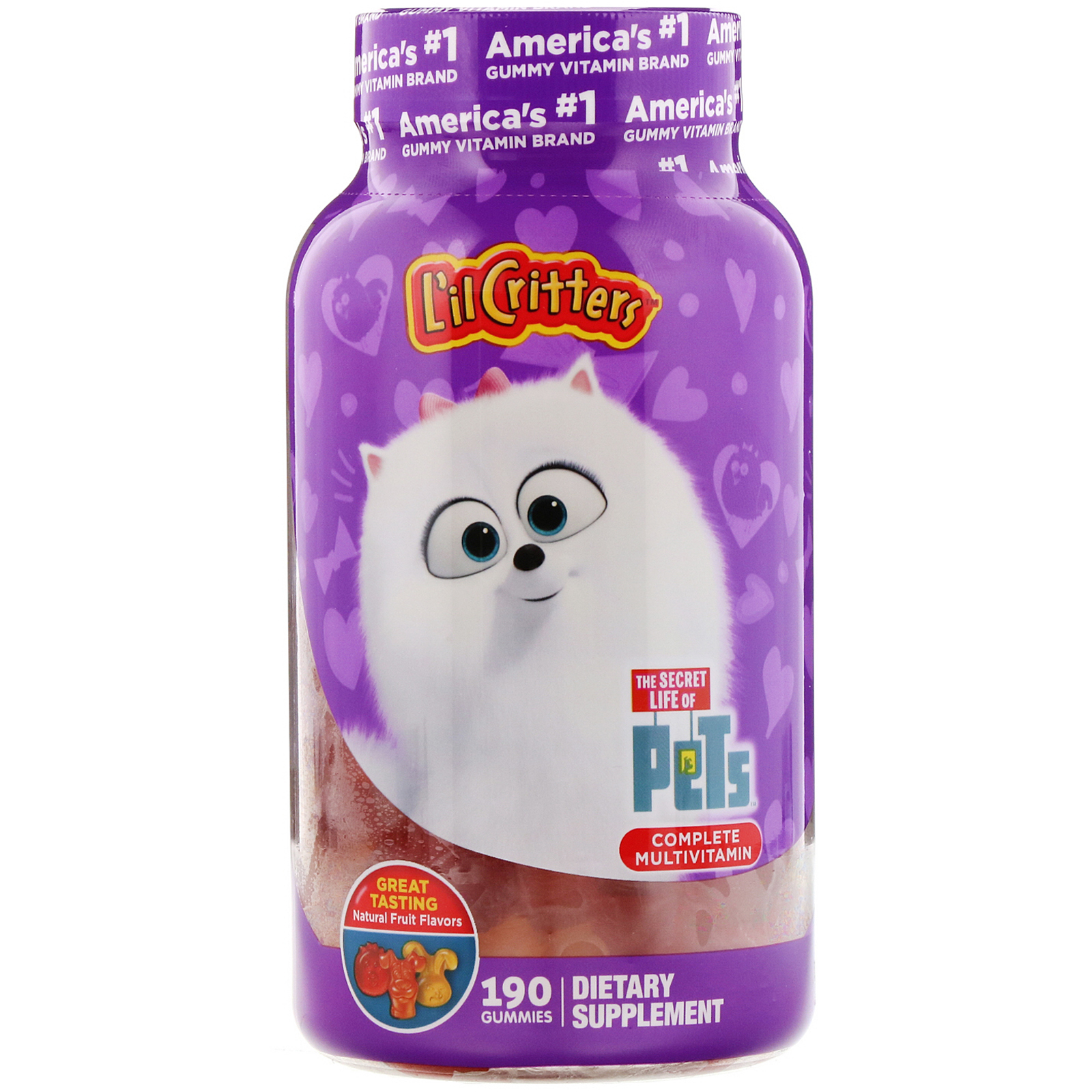 Comprar L'il Critters, Complete Multivitamin Gummies, Secret Life of Pets, Natural Fruit Flavors, 190 Gummies - Imagem 3
