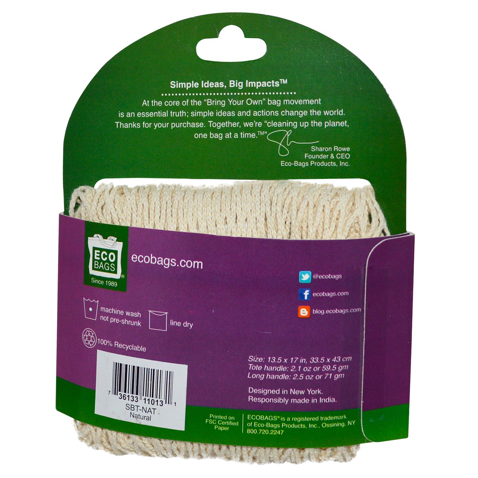 Comprar ECOBAGS, Coleção de mercado, bolsa de corda, alça curta 10 pol., natural, 1 bolsa - Imagem 2