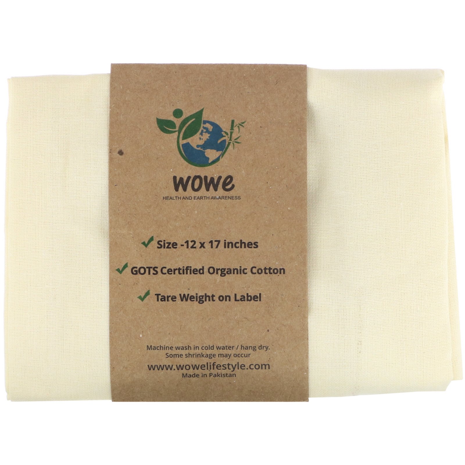 Comprar Wowe, Certified Organic Cotton Muslin Bag, 1 Bag, 12 in x17 in