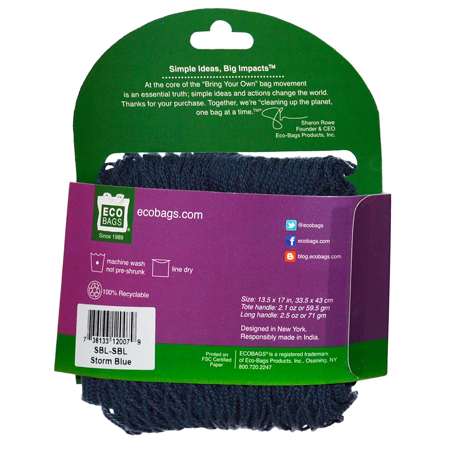 Comprar ECOBAGS, Saco de Corda, Coleção do Mercado, Punho 22, Azul da Tempestade, 1 saco - Imagem 2