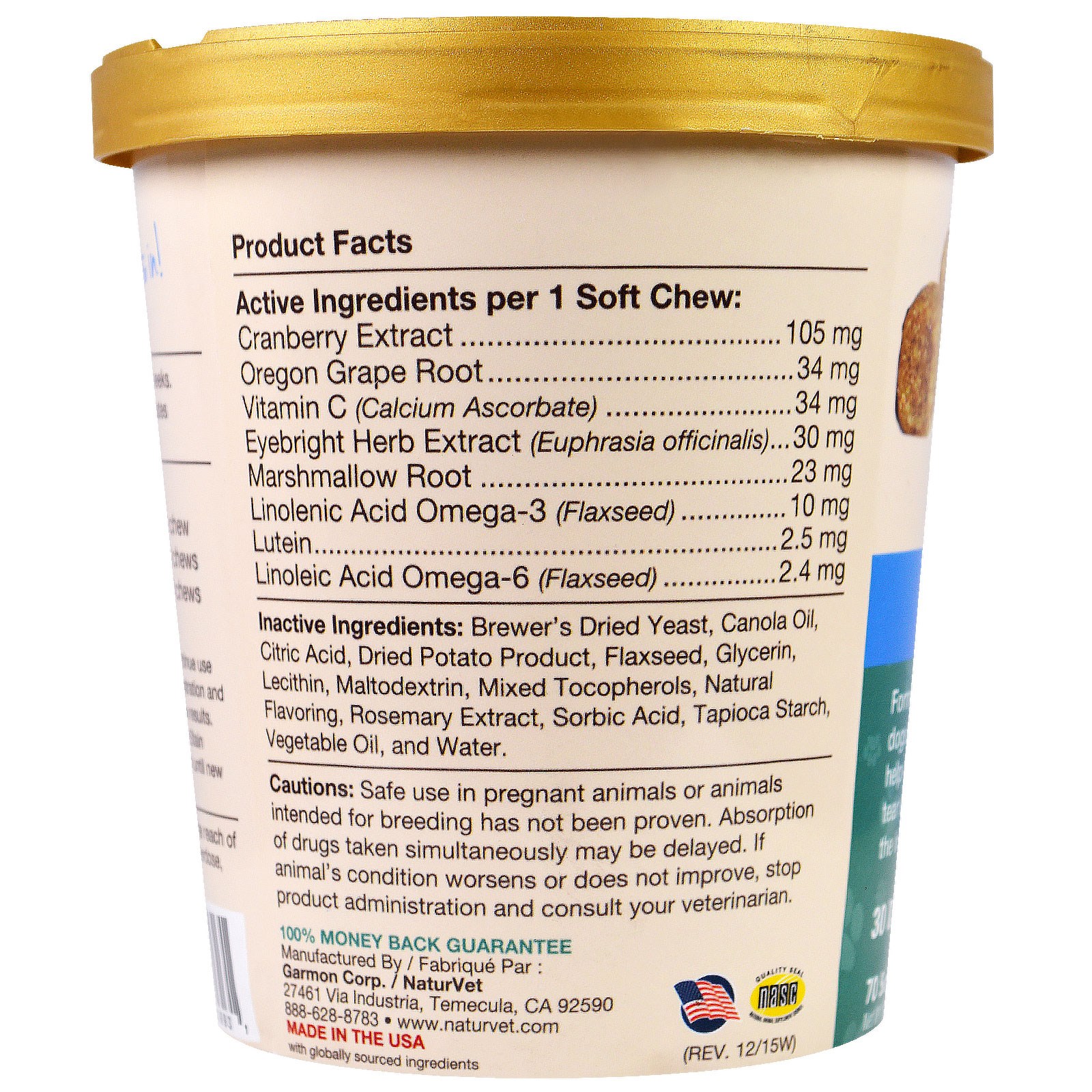 Comprar NaturVet, Limpa Lágrimas Para Cães e Gatos, Com Luteína, Petiscos, 154g - Imagem 2