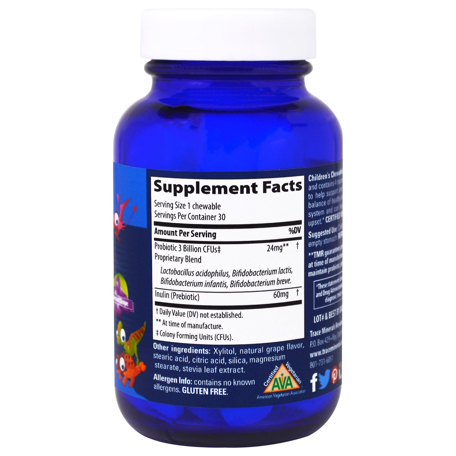 Comprar Trace Minerals Research, Probiótico Mastigável Infantil, Uva Concord, 30 Mastigáveis - Imagem 2