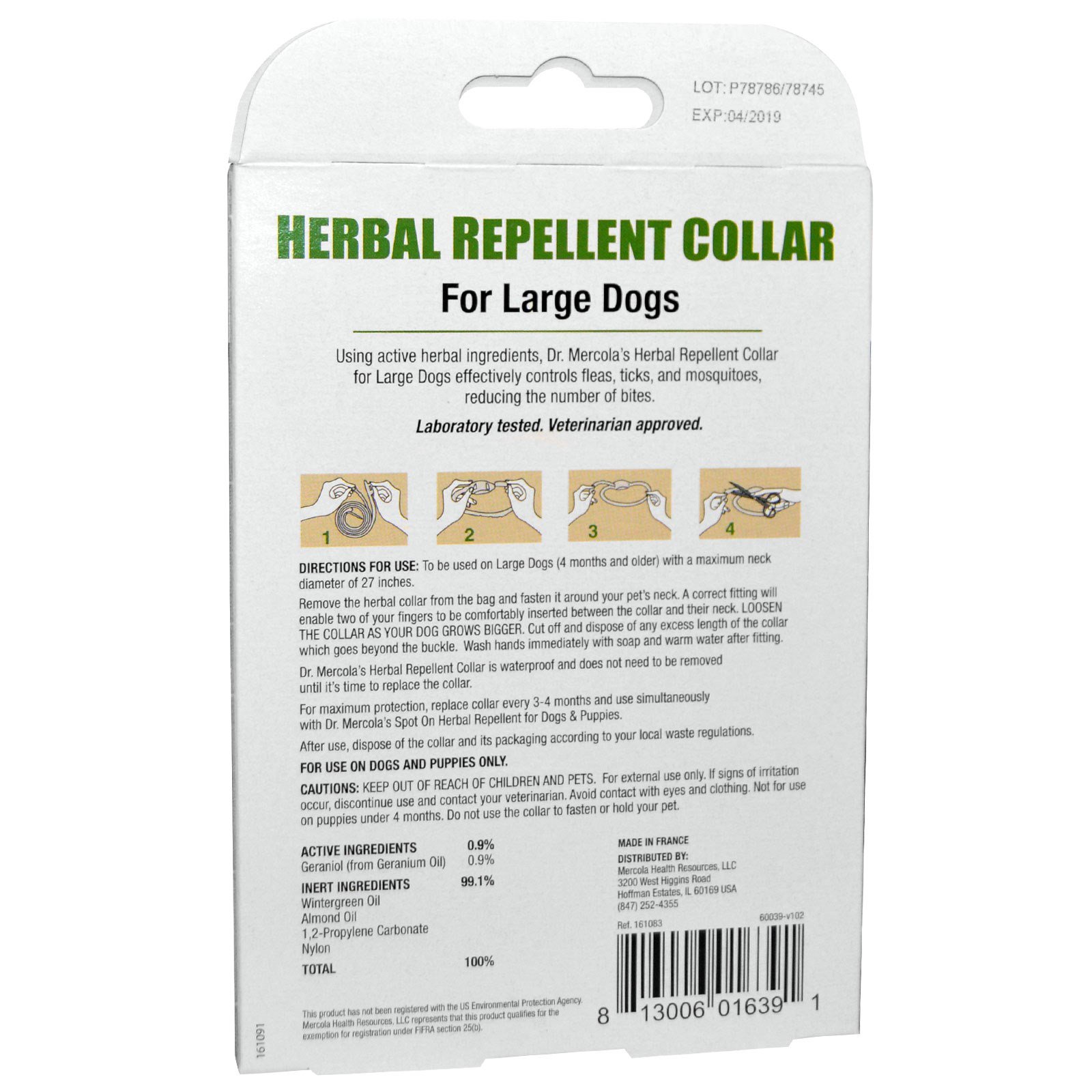 Comprar Dr. Mercola, Coleira Repelente de Ervas, para Cães Grandes, 1 Coleira, 1.5 oz (42,52 g) - Imagem 2