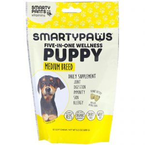 Comprar SmartyPants, SmartyPaws, Bem-estar Cinco-em-um, Filhote, Raça Média, 60 Gomas Mastigáveis
