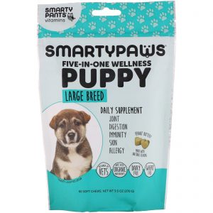 Comprar SmartyPants, SmartyPaws, Bem-estar Cinco-em-um, Filhote, Raça Grande, 60 Gomas Mastigáveis