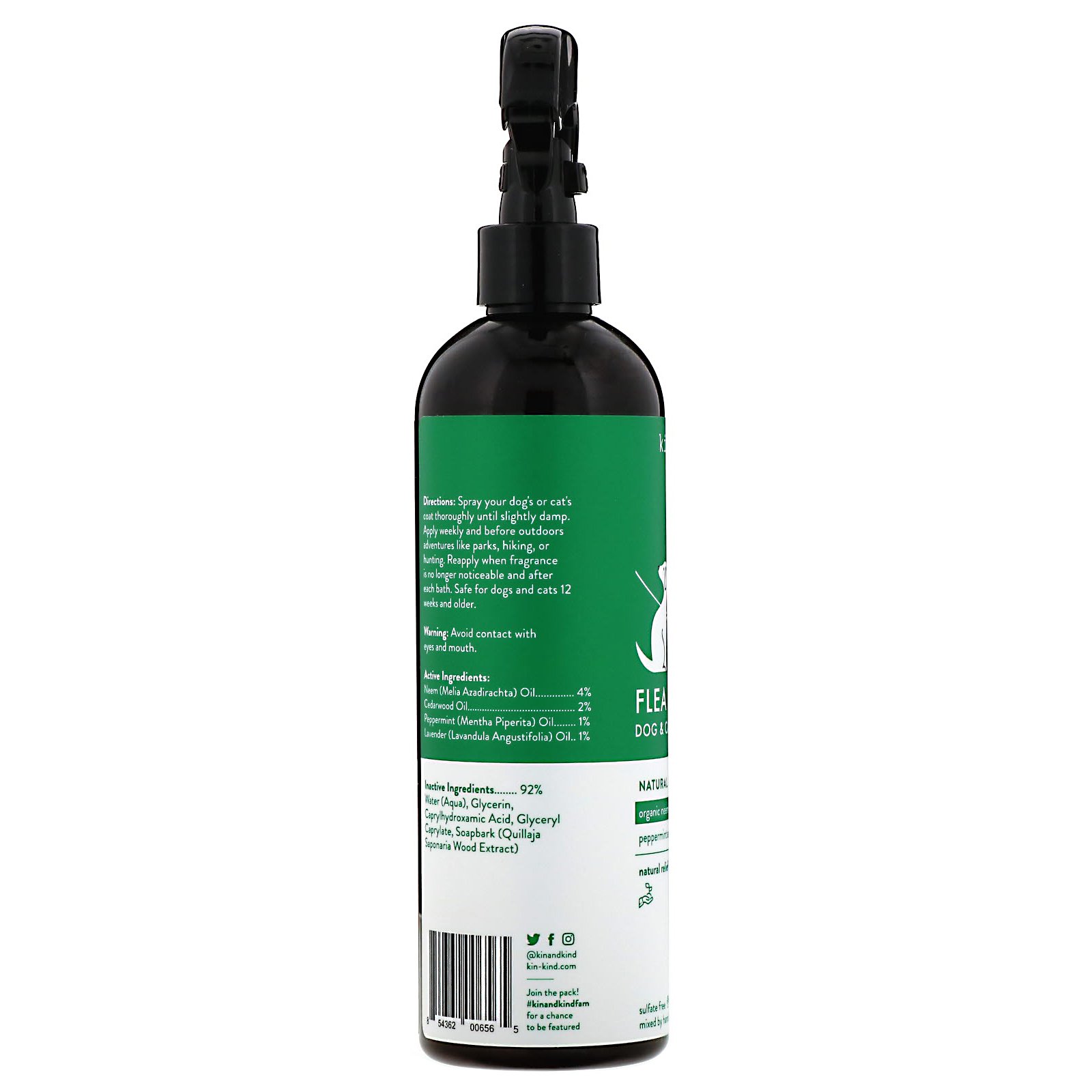Comprar Kin+Kind, Pulgas e Carrapatos, Spray de Proteção para Cães e Gatos, 354 ml (12 fl oz) - Imagem 2