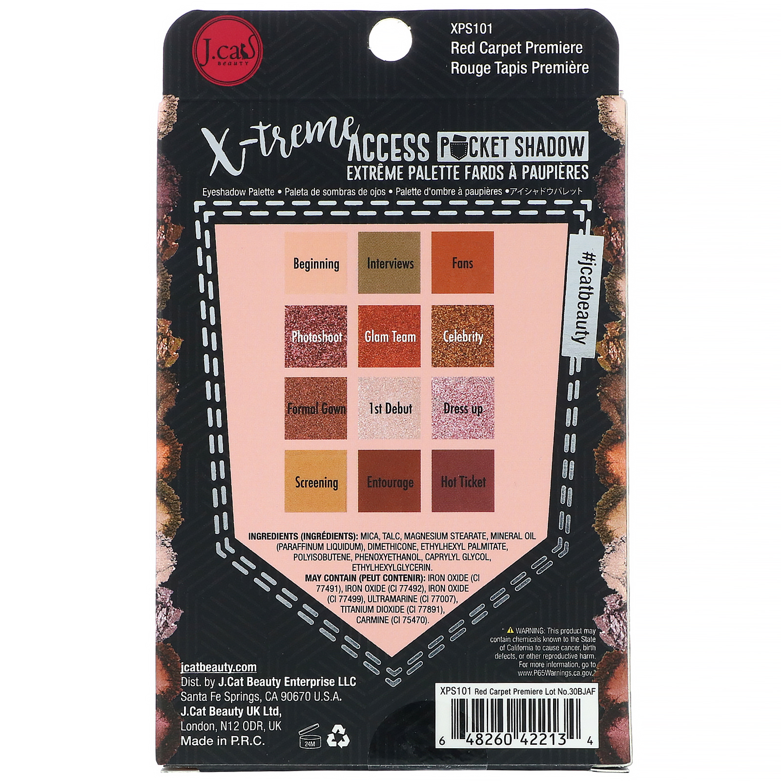 Comprar J.Cat Beauty, Paleta de sombras X-Treme Access Pocket Shadow, XPS101 Tapete vermelho de Première, 10 g (0,35 oz) - Imagem 3