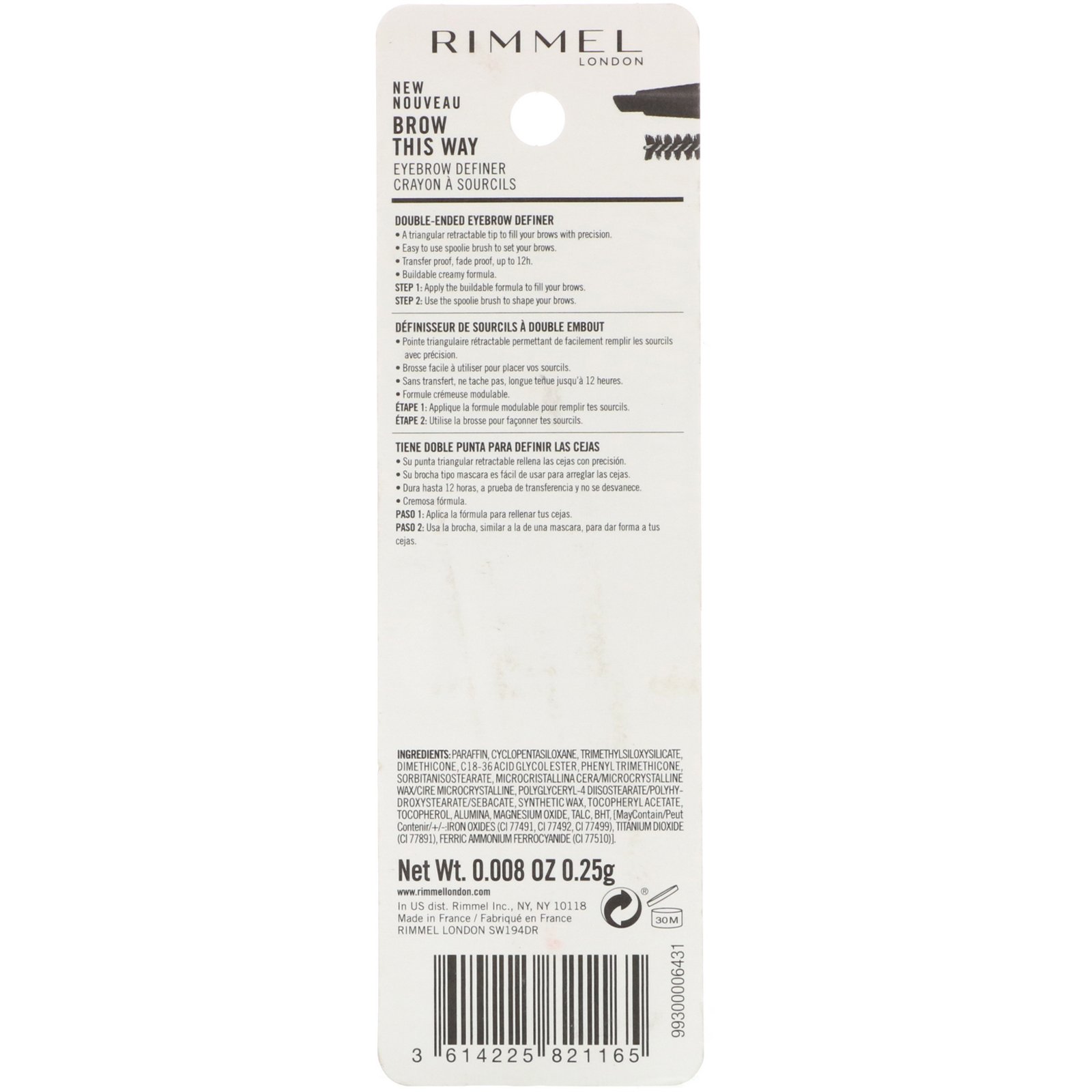 Comprar Rimmel London, Delineador de sobrancelha Brow This Way, 003 Marrom escuro, 0,25 g - Imagem 3