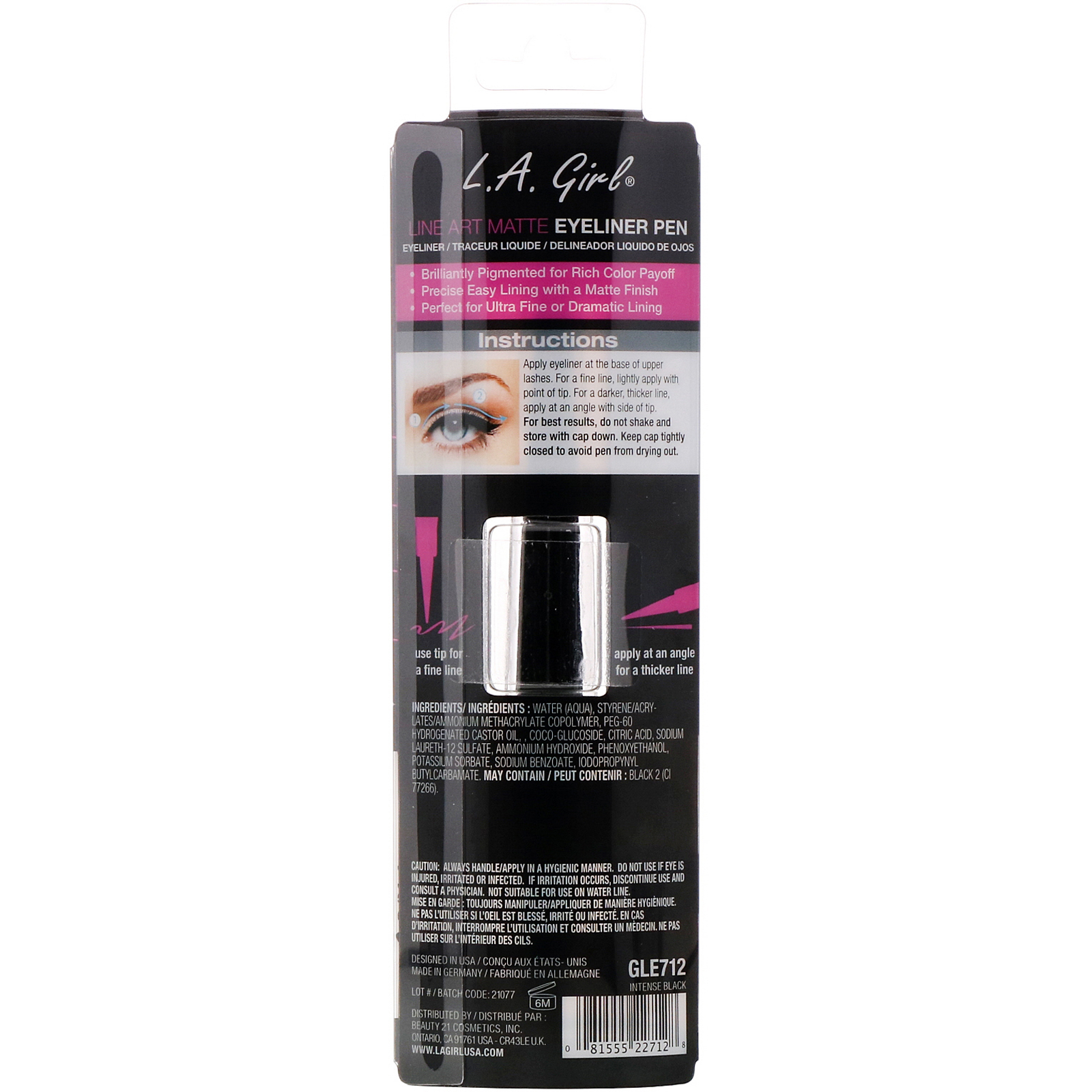 Comprar L.A. Girl, Caneta delineadora fosca, Line Art, preto, 0,4 ml - Imagem 3