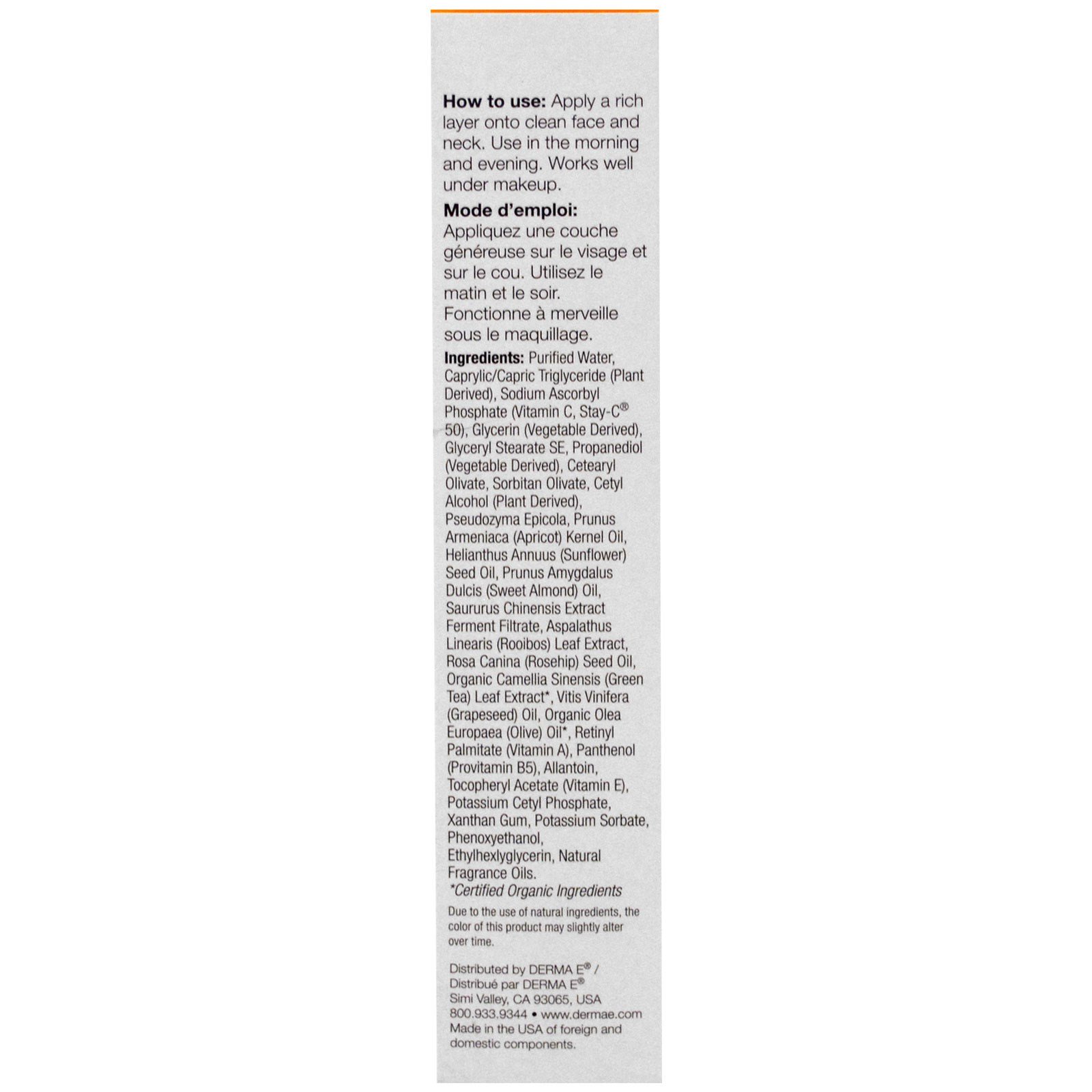 Comprar Derma E, Hidratante Renovador com Vitamina C, Probióticos e Rooibos, 2 fl oz (60 ml) - Imagem 2