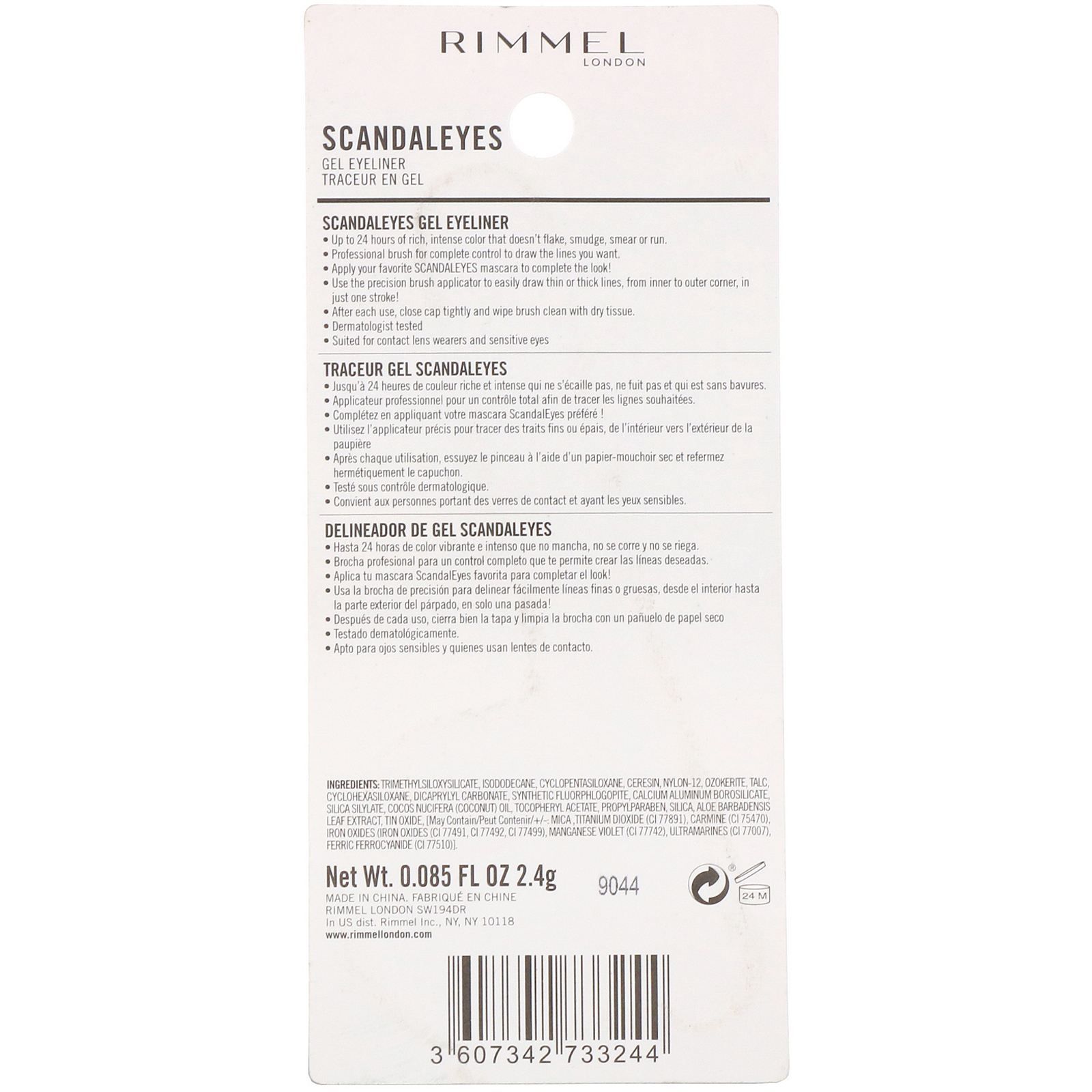 Comprar Rimmel London, Scandaleyes Gel Eyeliner, 001 Black, 0.085 fl oz (2.4 g) - Imagem 3