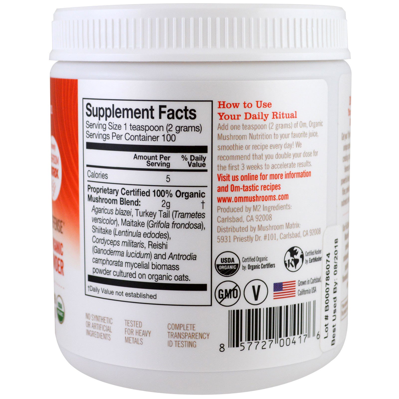 Comprar Organic Mushroom Nutrition, Immune, Certified 100% Organic Mushroom Powder, 7.05 oz (200 g) - Imagem 2