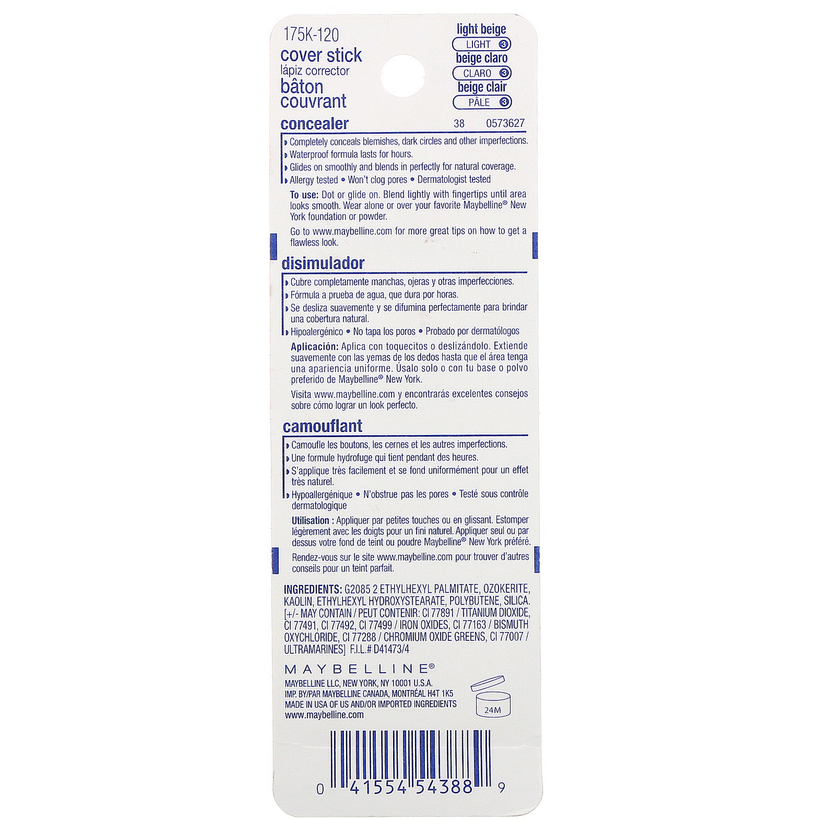 Comprar Maybelline, Corretivo Cover Stick, Light Beige 120, 4,5 g - Imagem 3