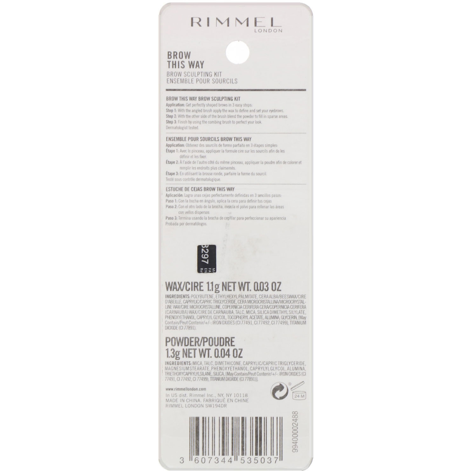 Comprar Rimmel London, Kit de sobrancelha Brow This Way Brow, 002 Marrom médio, 1 kit - Imagem 3