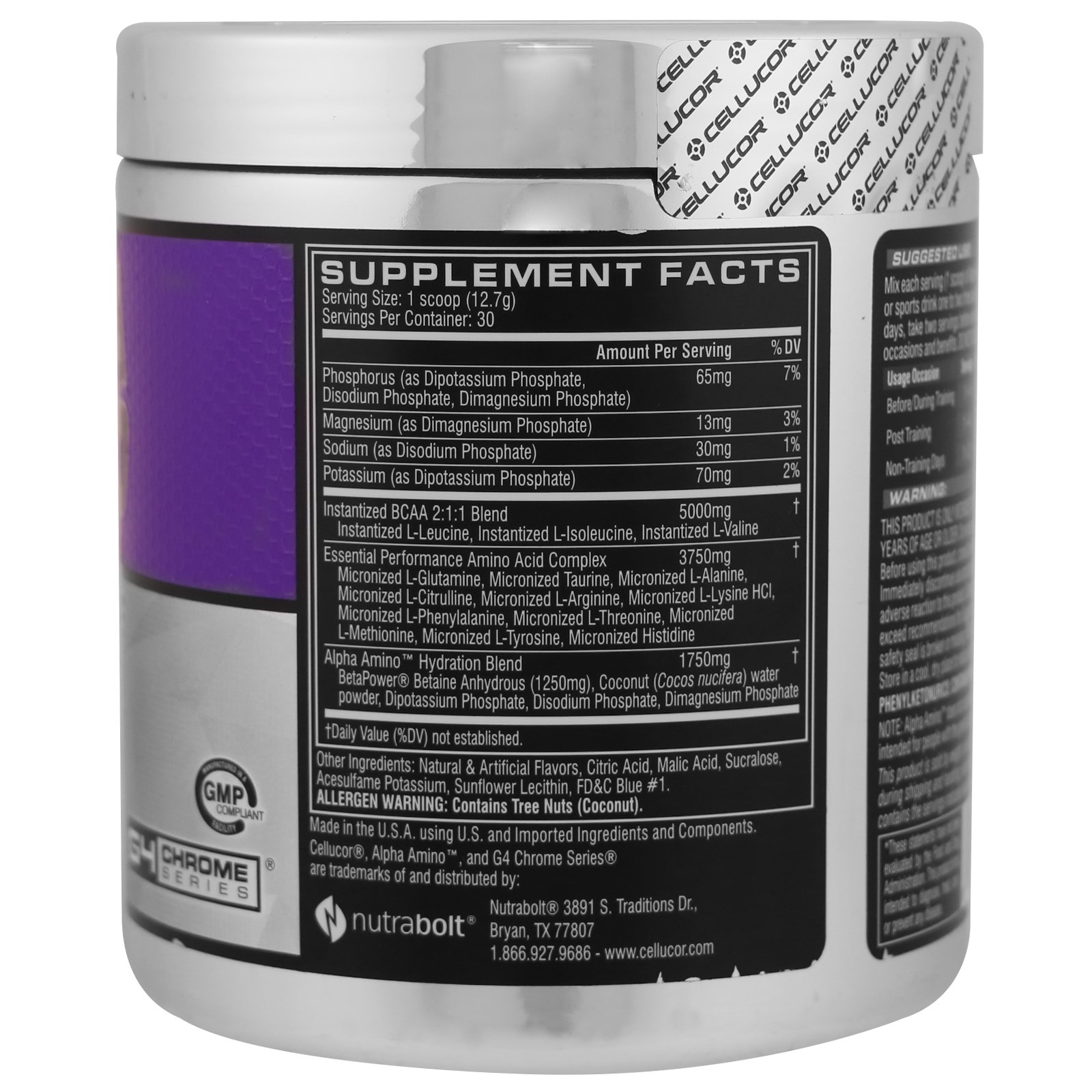 Comprar Cellucor, Alpha Amino, BCAAs de Desempenho, Icy Blue Razz, 381 g (13,4 oz) - Imagem 2