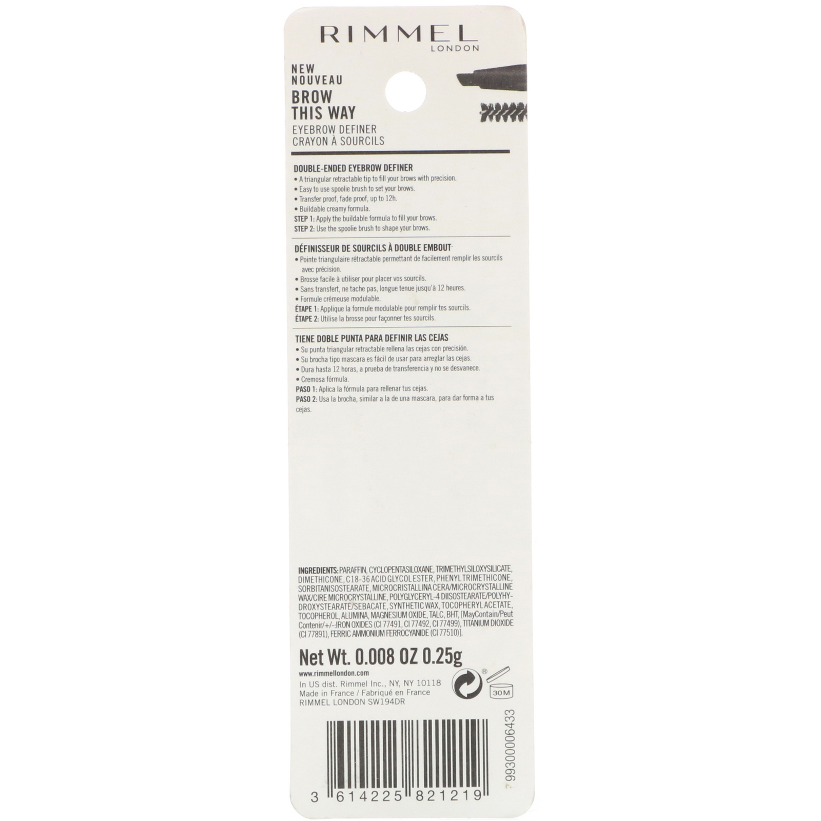 Comprar Rimmel London, Delineador de sobrancelha Brow This Way, 004 Preto leve, 0,25 g - Imagem 3