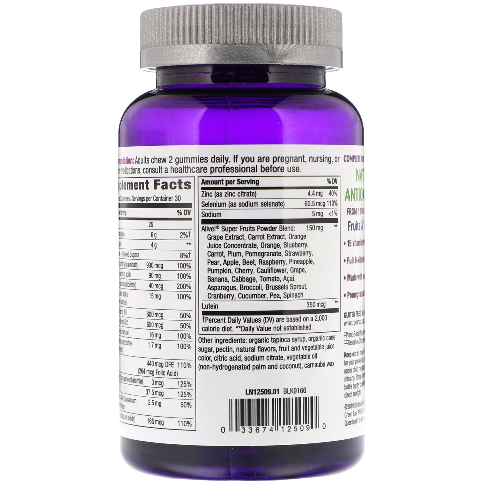 Comprar Nature's Way, Alive! Super Fruits Complete Multi, Women's 50+, Romã e Frutas Vermelhas, 60 Gomas - Imagem 3