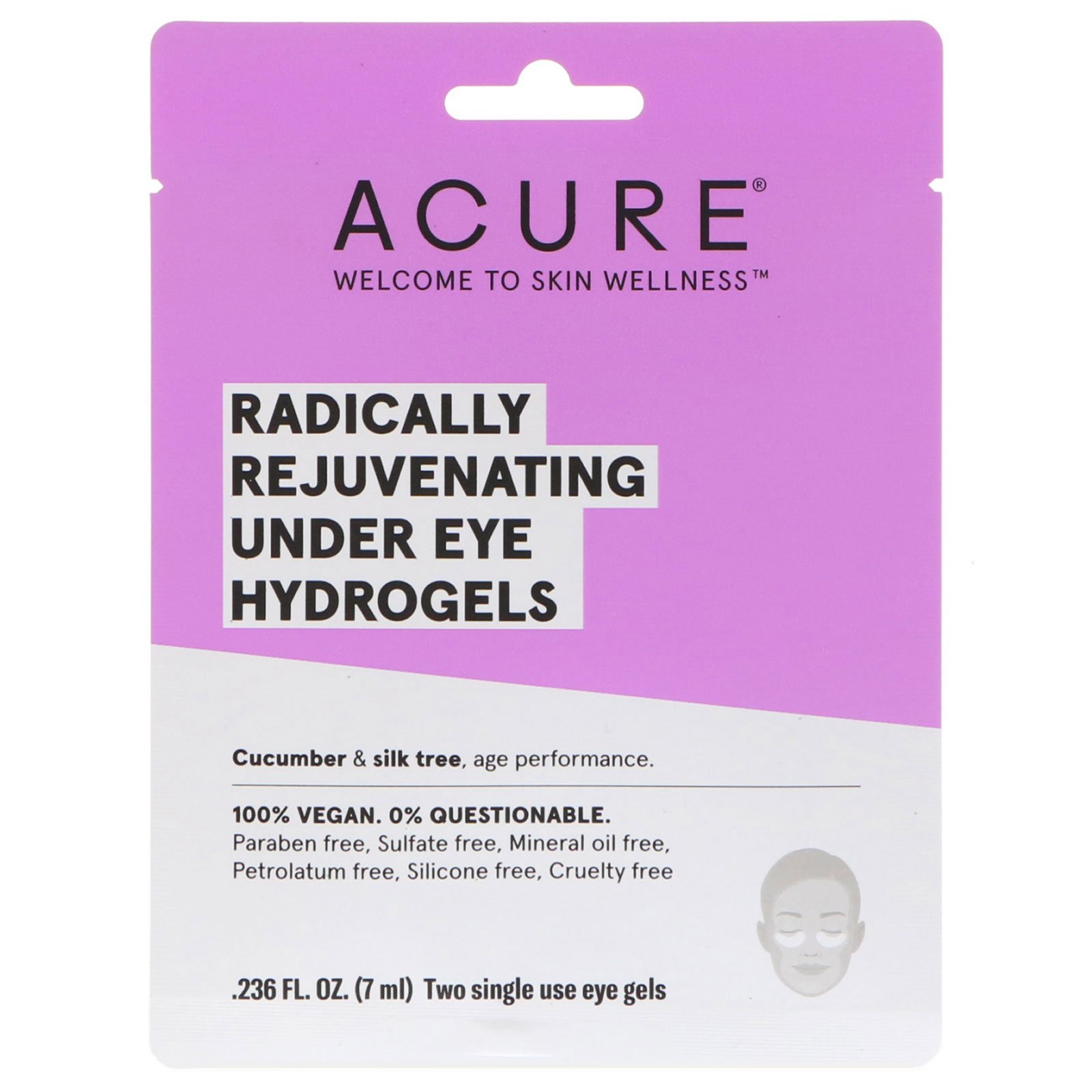 Comprar Acure, Máscara de hidrogel radicalmente rejuvenescedora para sob os olhos, 2 géis para olhos de uso único, 0,236 fl oz (7 ml)