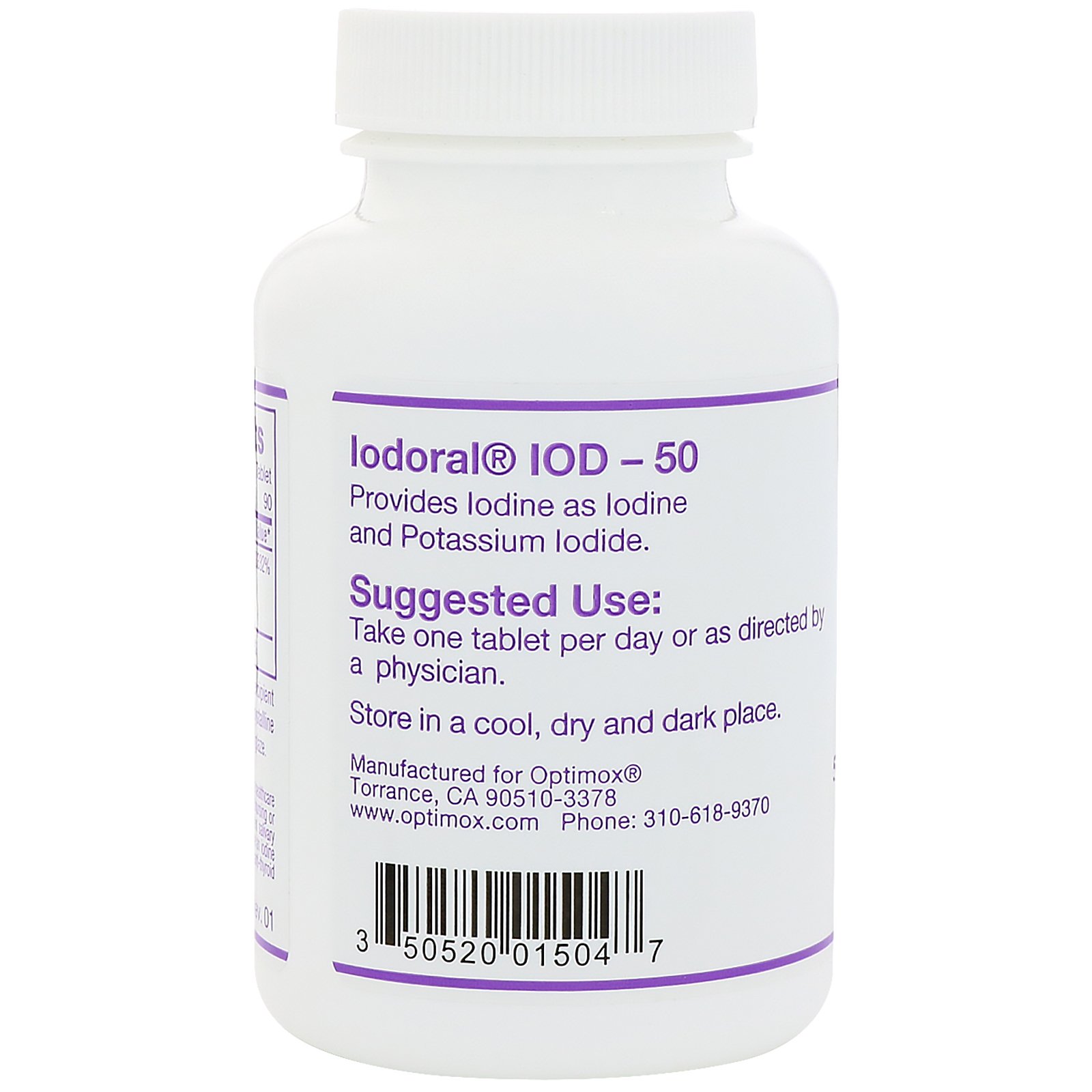 Comprar Optimox, Iodoral, 50 mg, 90 Comprimidos - Imagem 3