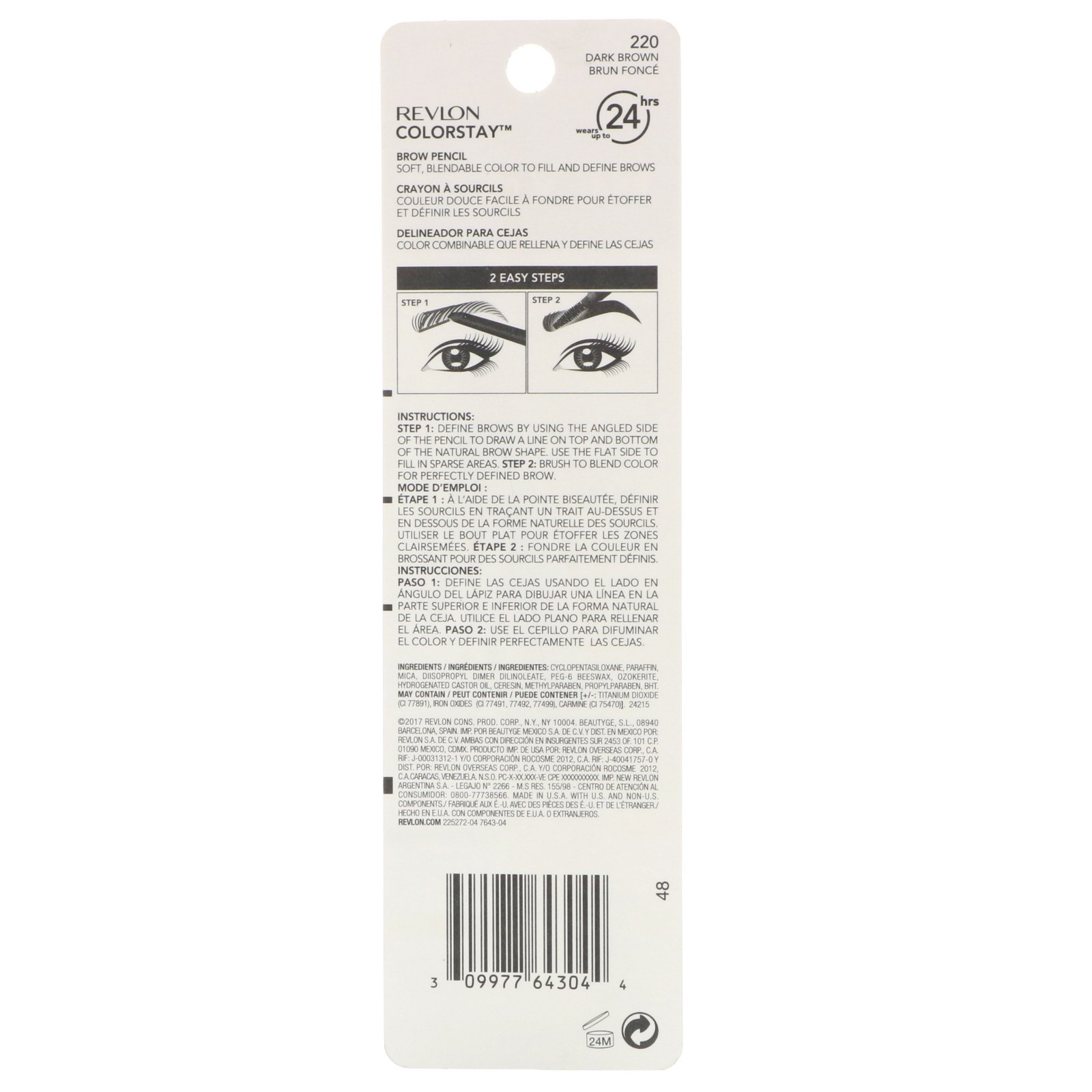 Comprar Revlon, Colorstay, lápis de Sobrancelha, marrom escuro 220, 0,35 g - Imagem 3