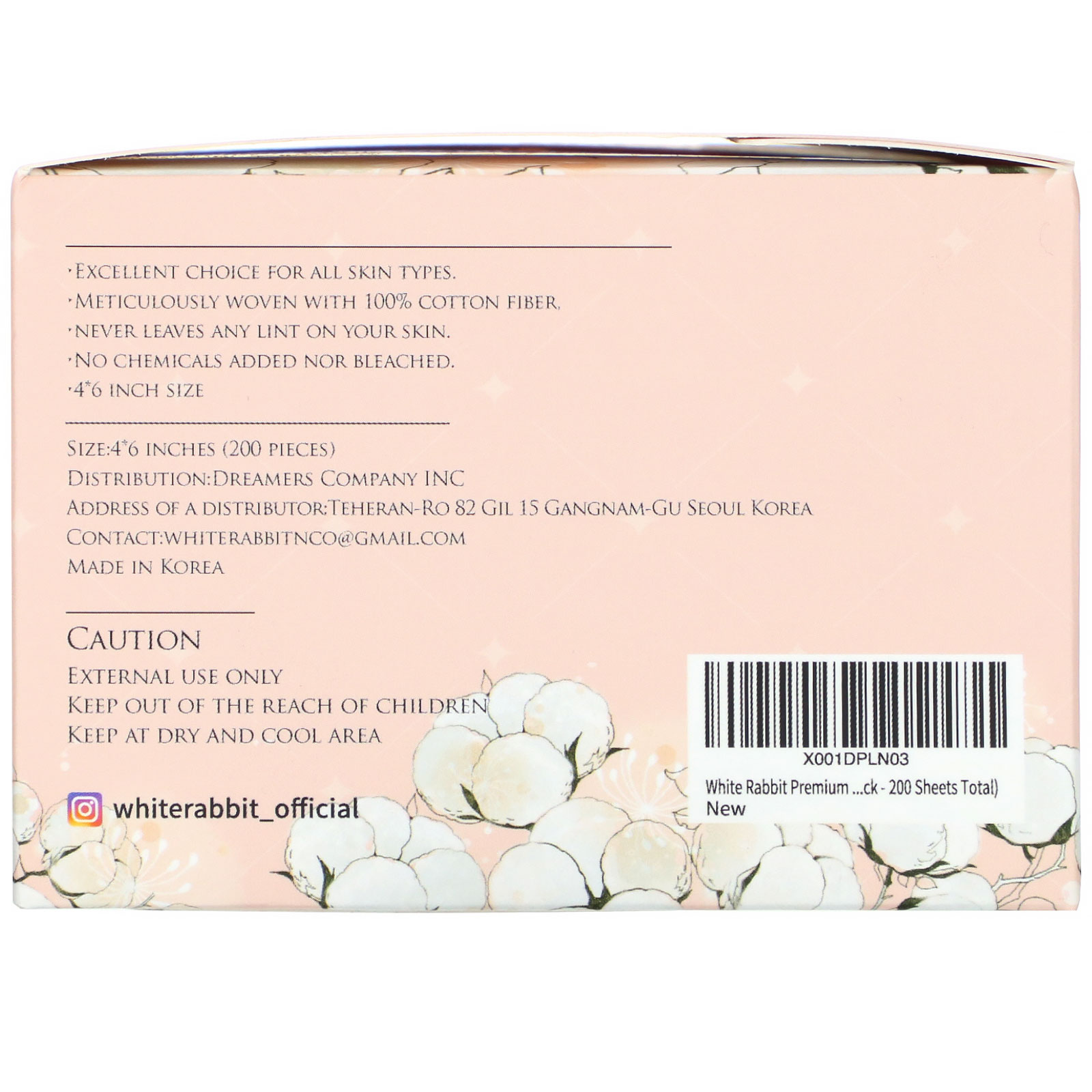 Comprar White Rabbit, Premium Cosmetic Cotton Sheet, Plain, 200 Sheets - Imagem 3
