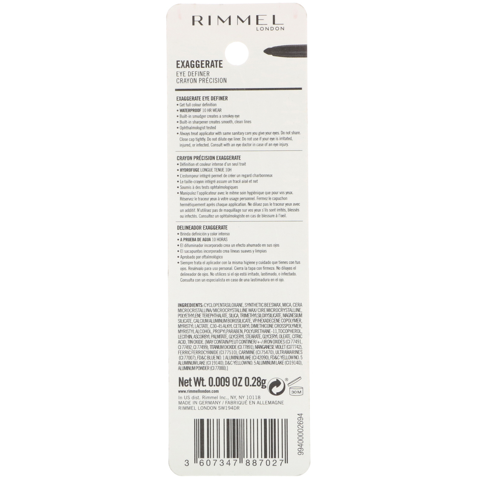 Comprar Rimmel London, Delineador Exaggerated, 262 Preto absoluto, 0,28 g - Imagem 3