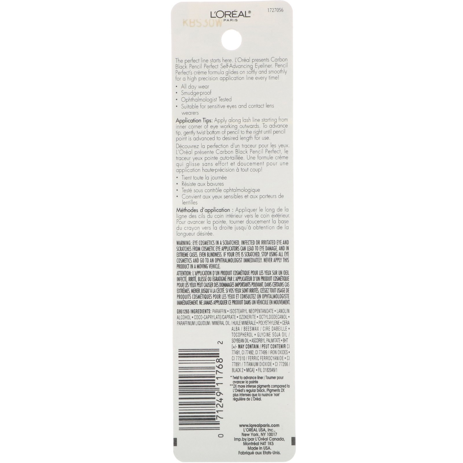 Comprar L'Oreal, Delineador Pencil Perfect Self-Advancing, 190 Preto carbono, 280 mg - Imagem 3