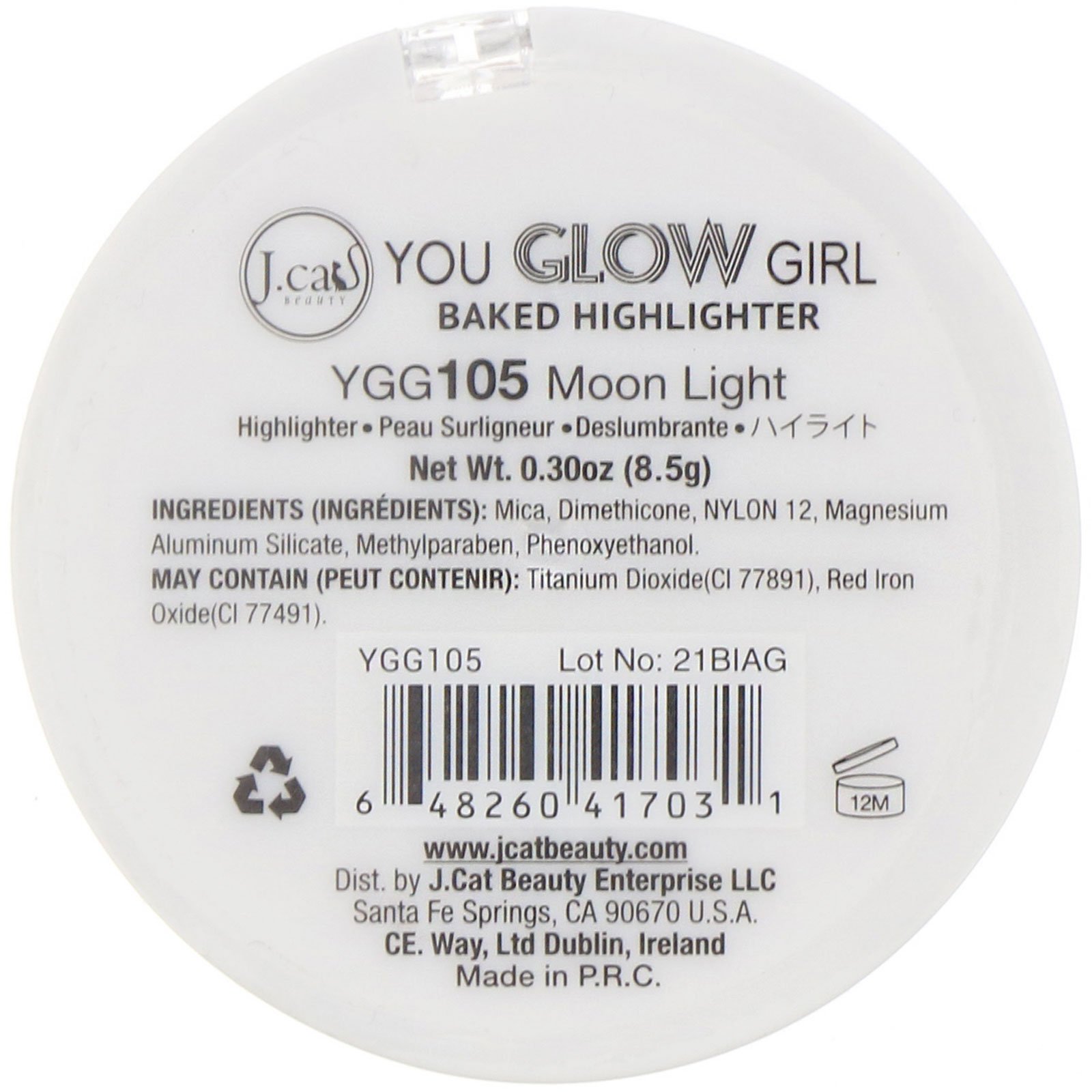 Comprar J.Cat Beauty, You Glow Girl, Iluminador Baked, YGG105 Luz da lua, 8,5 g - Imagem 3