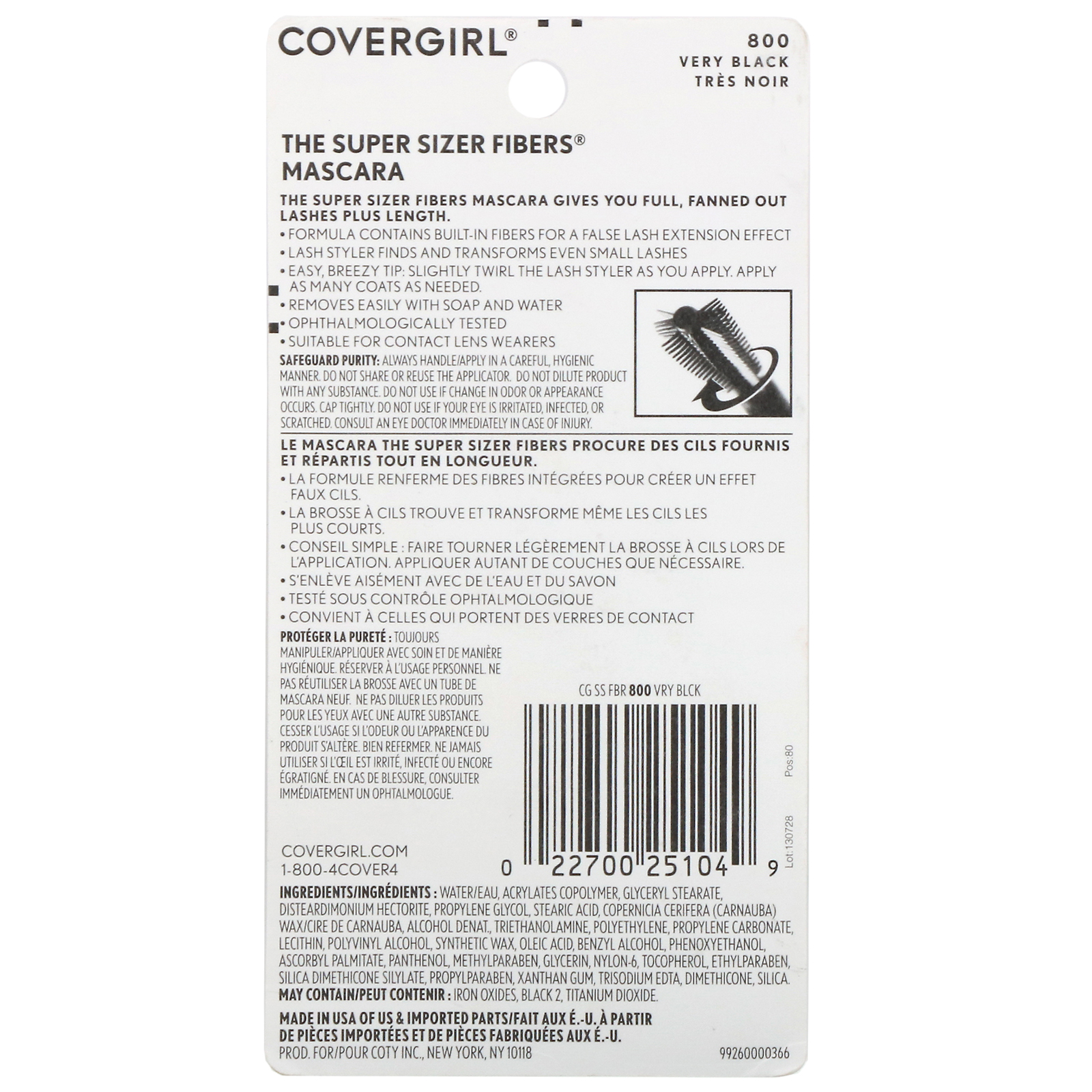Comprar Covergirl, The Super Sizer Fibers, Rímel, 800 Muito preto, 12 ml - Imagem 3