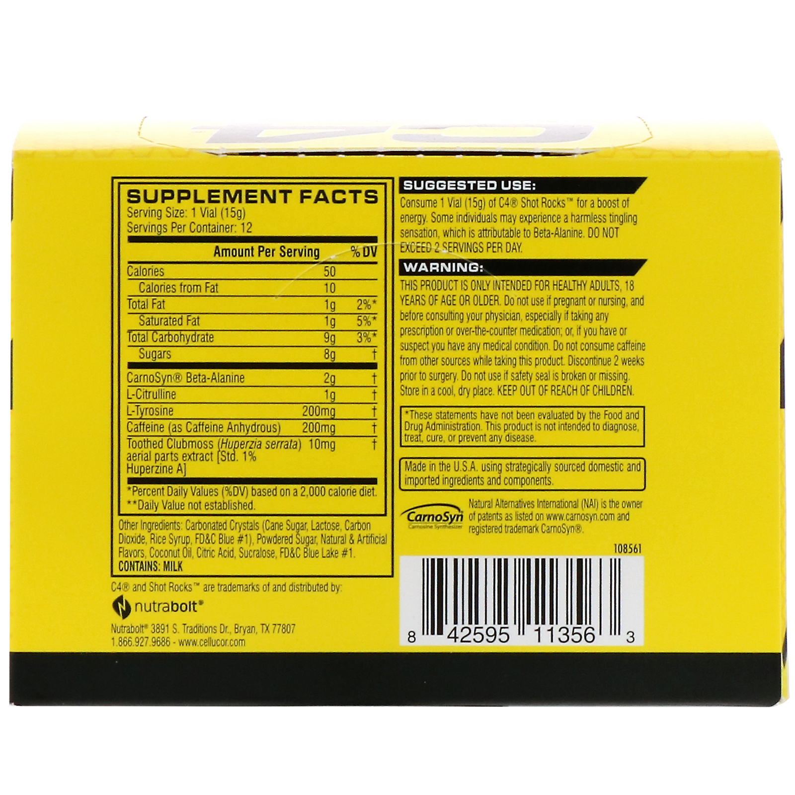 Comprar Cellucor, C4 Shot Rocks, Azul Provocante Gelado, 12 Frascos, 0,5 oz Cada - Imagem 3