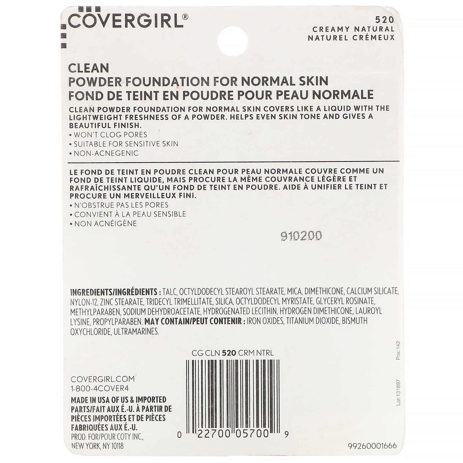 Comprar Covergirl, Clean, Base em pó, 520 Natural creme, 11,5 g - Imagem 3