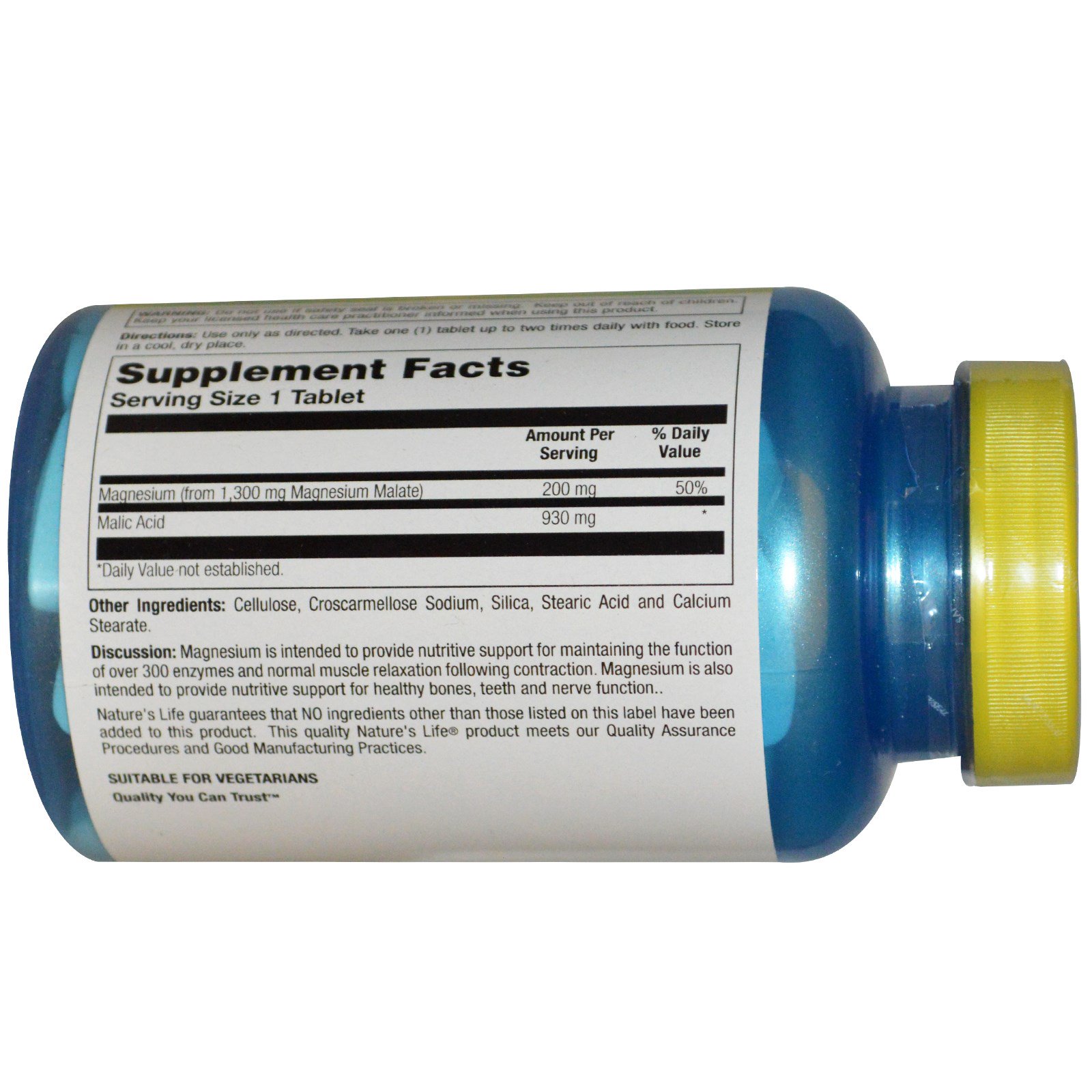 Comprar Nature's Life, Malato de Magnésio, 1.300 mg, 100 Comprimidos - Imagem 2
