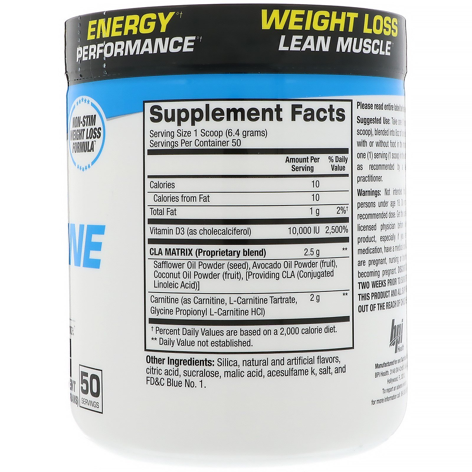 Comprar BPI Sports, CLA + Carnitina, Gelo de Arco-Íris, 11,29 oz (320 g) - Imagem 2