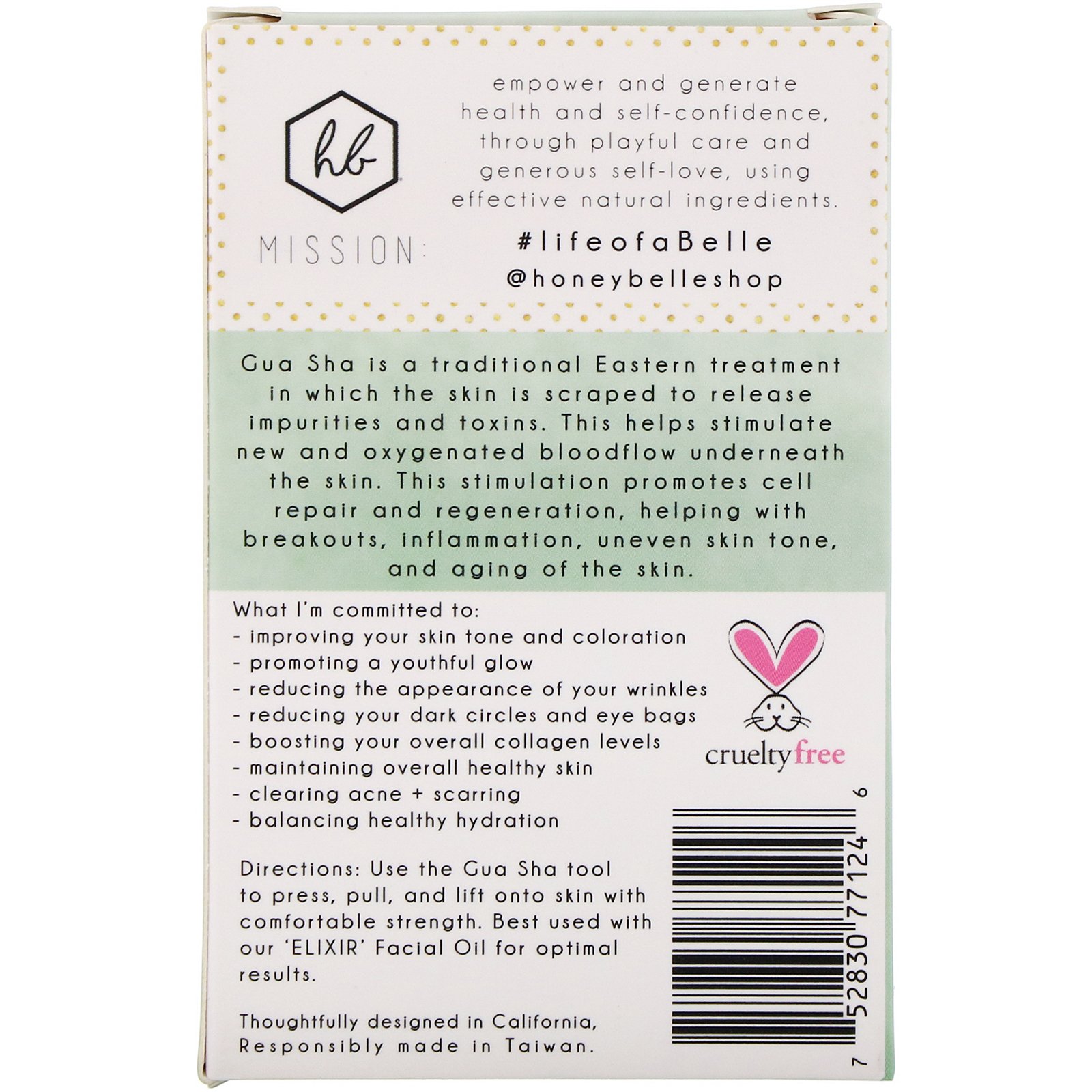 Comprar Honey Belle, Gua Sha de Jade, Espátula para Lifting Facial Natural, Jade, 1 Espátula - Imagem 3