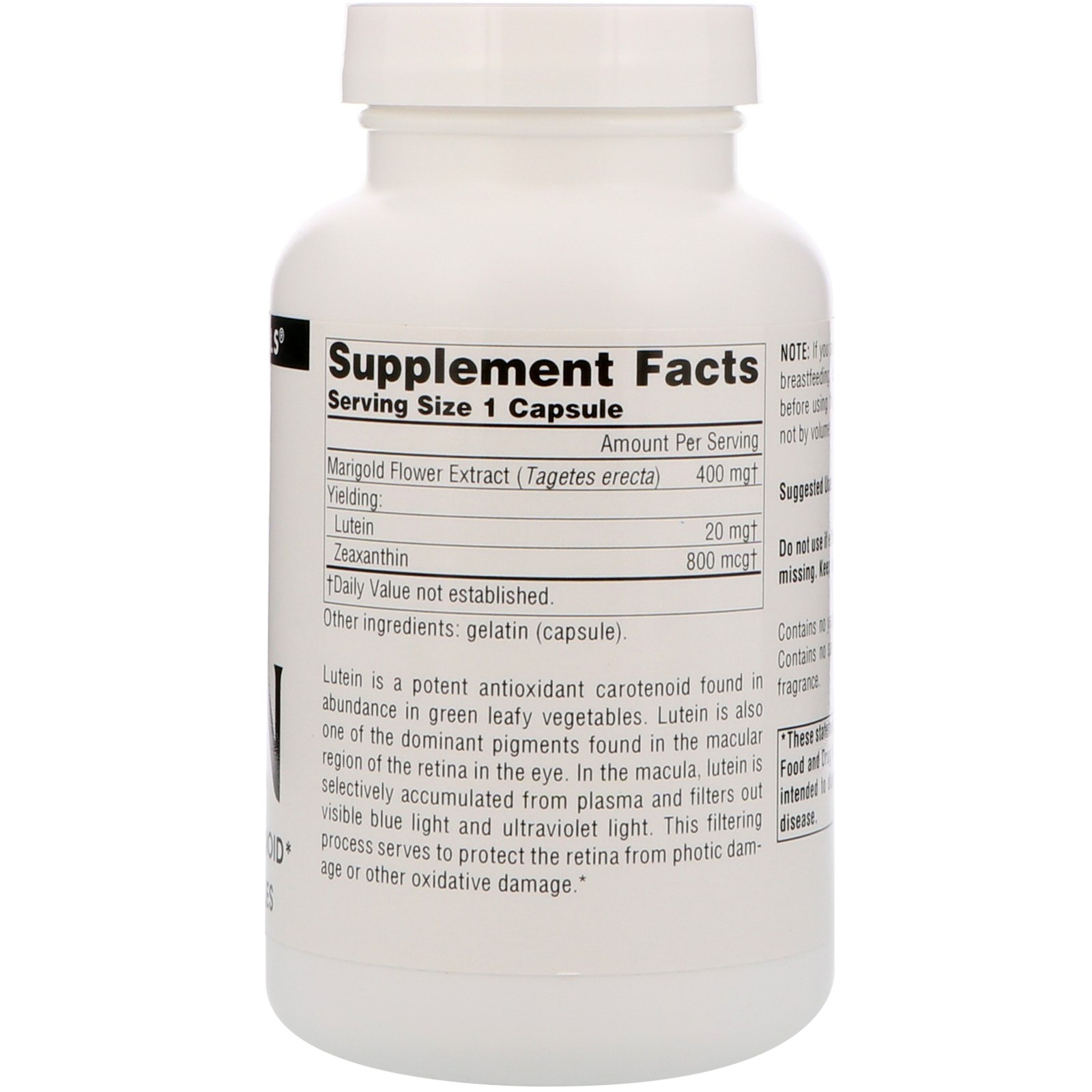 Comprar Source Naturals, Luteína, 20 mg, 120 Cápsulas - Imagem 2