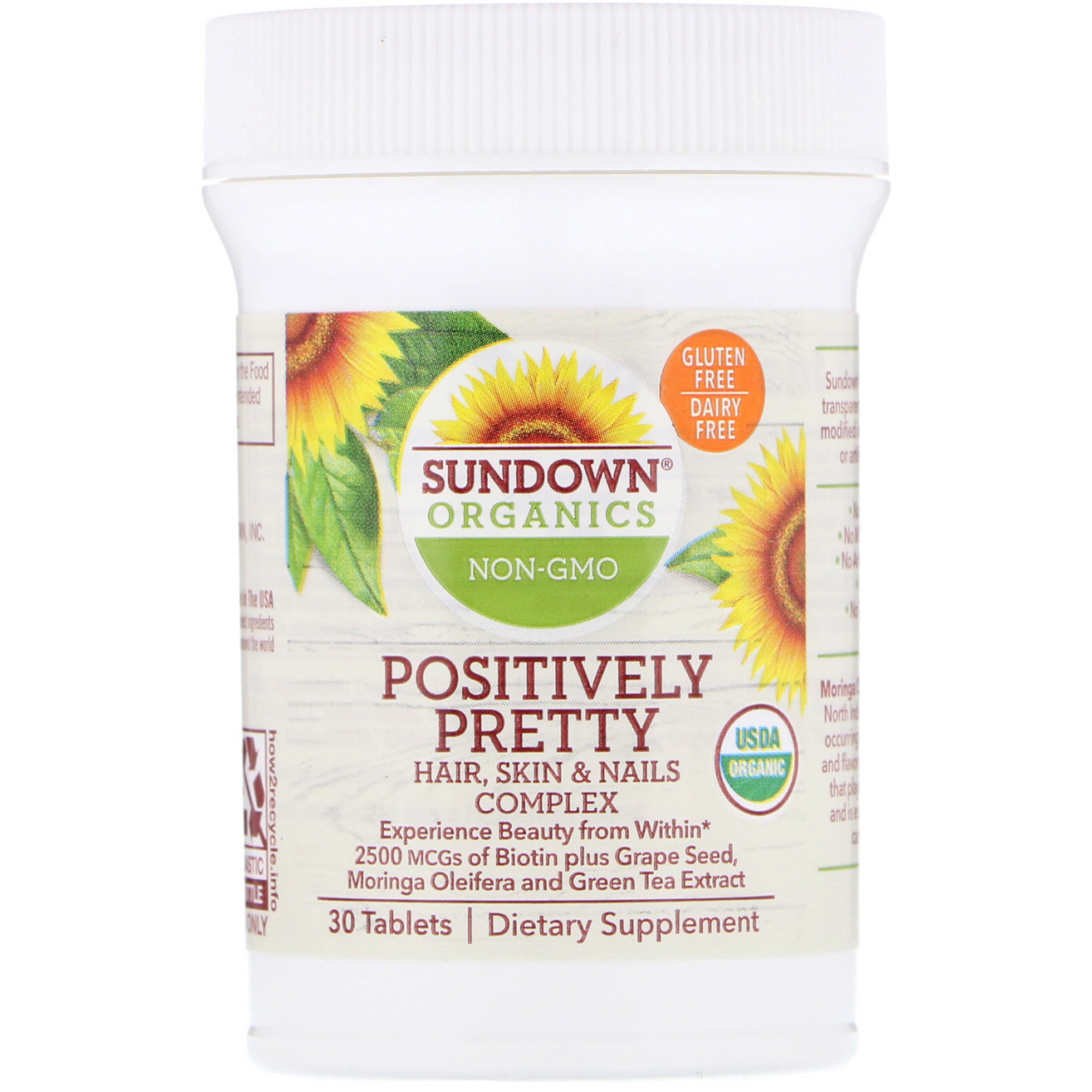 Comprar Sundown Organics, Positively Pretty, Complexo para Cabelos, Pele e Unhas, 30 Comprimidos - Imagem 3