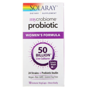 Comprar Solaray, Fórmula Probiótica Feminina Mycrobiome, 50 Bilhões de Culturas, 10 Cápsulas Vegetais Entéricas