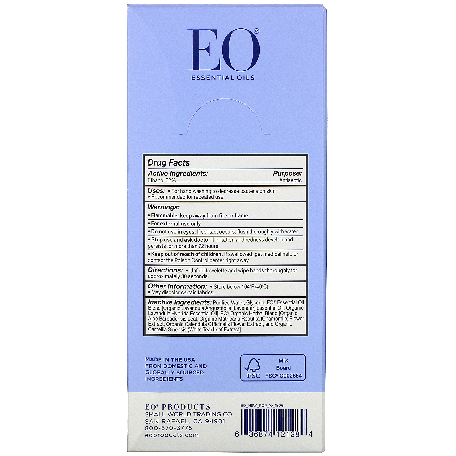 Comprar EO Products, Hand Sanitizing Wipes, Lavender, 6 Pack - Imagem 3