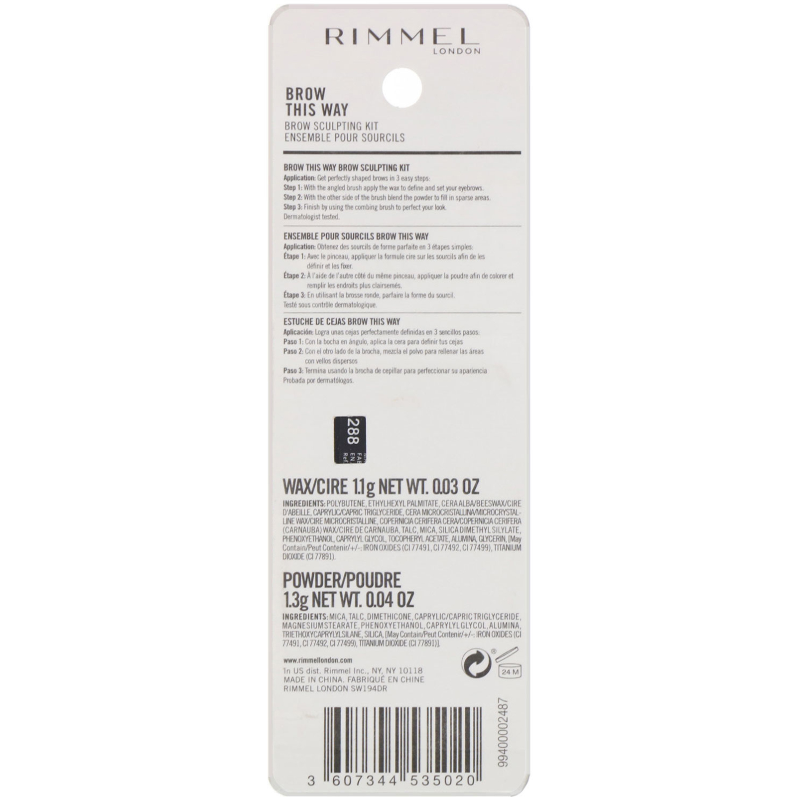 Comprar Rimmel London, Kit de sobrancelha Brow This Way Brow, 001 Loiro, 1 kit - Imagem 3