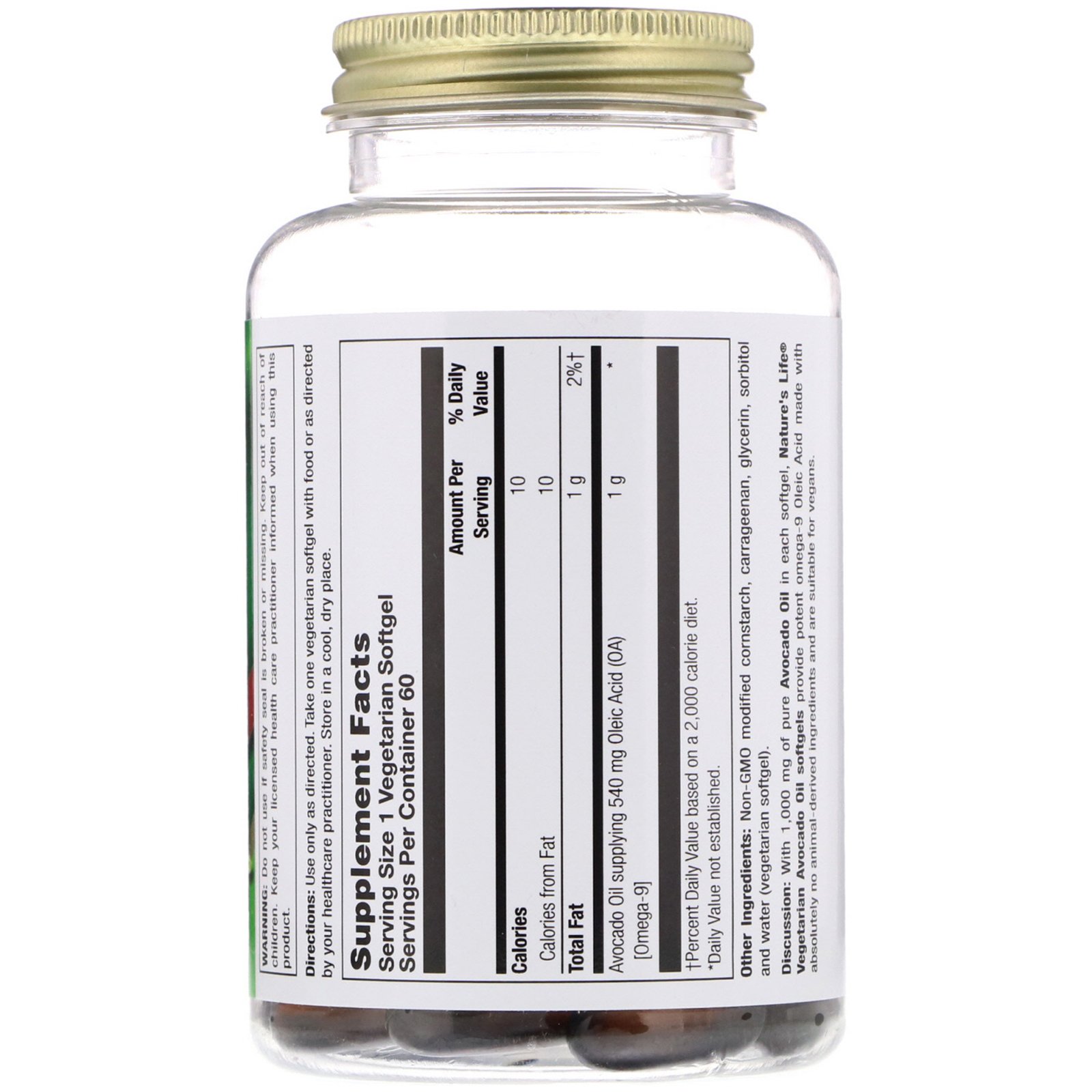 Comprar Nature's Life, Óleo de Abacate, 60 Cápsulas Vegetais Gelatinosas - Imagem 2