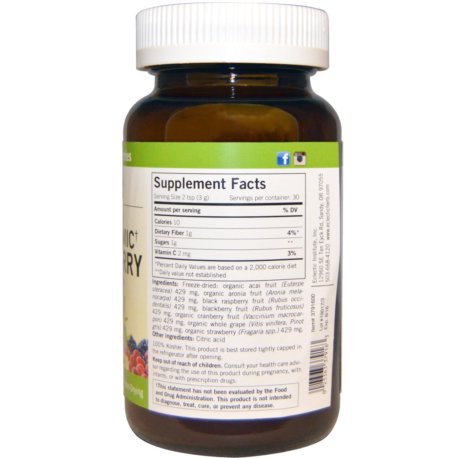 Comprar Eclectic Institute, Nutrigenomic Super Berry, Alimento Integral em Pó, 90 g (3.2 oz) - Imagem 2